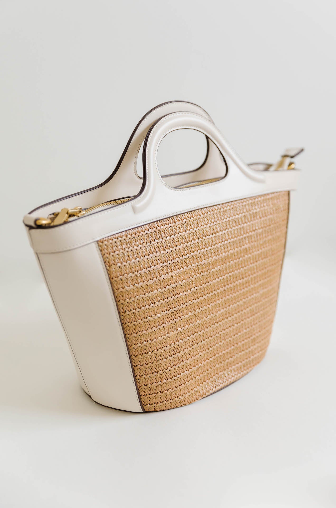 melie bianco raffia ivory vegan leather bag