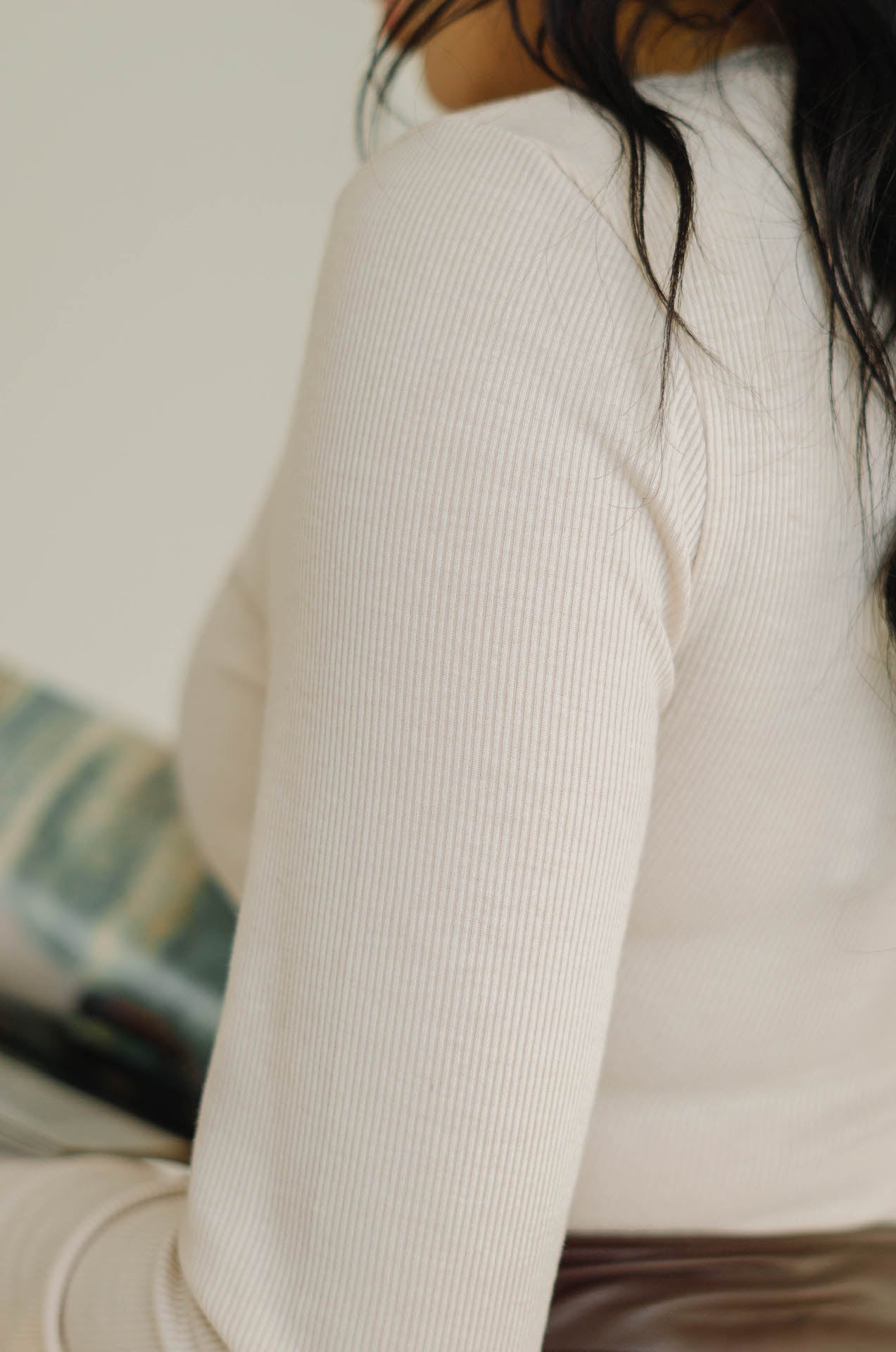 ribbed long sleeve bodysuit top
