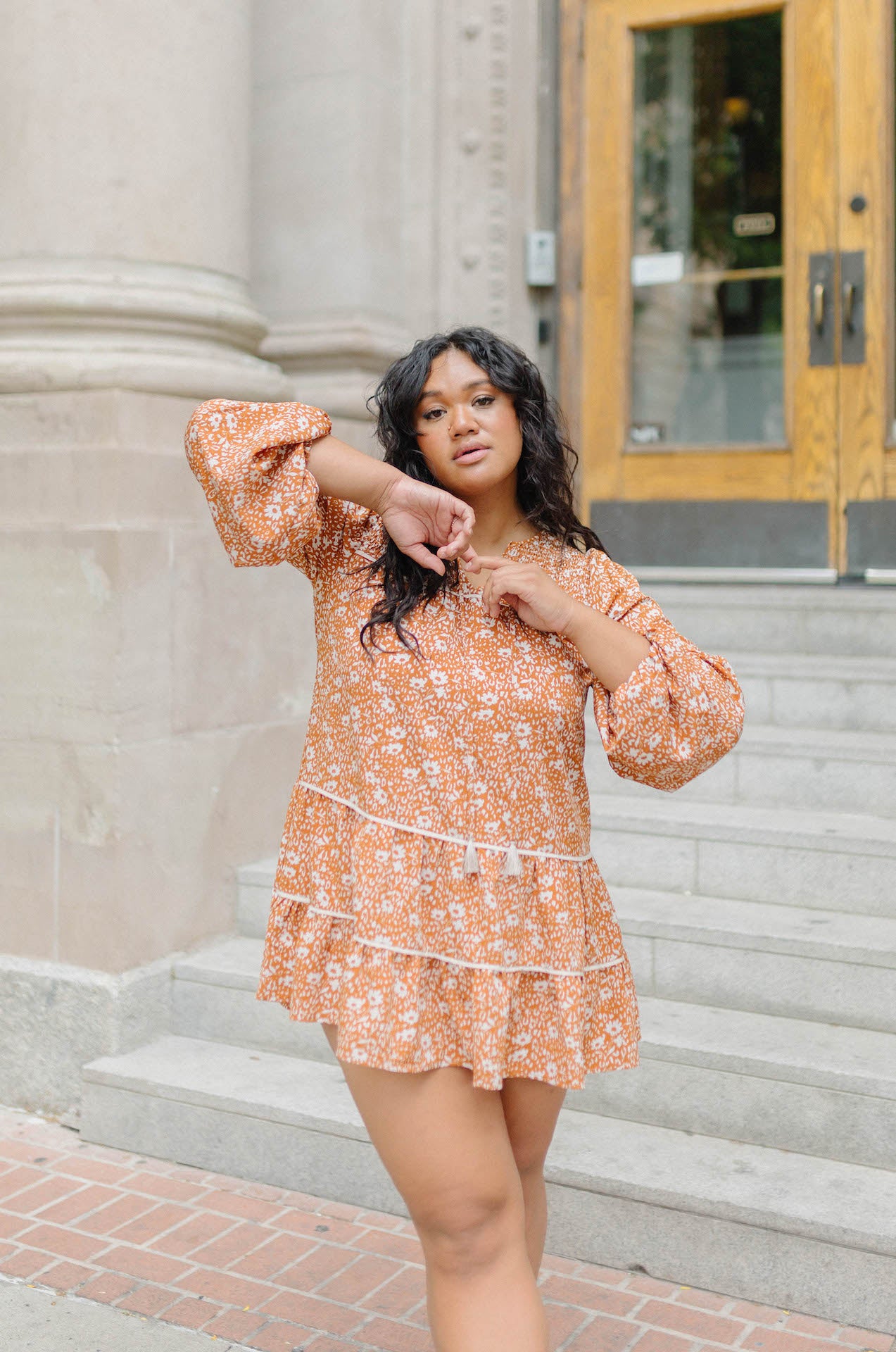 boho dress in orange