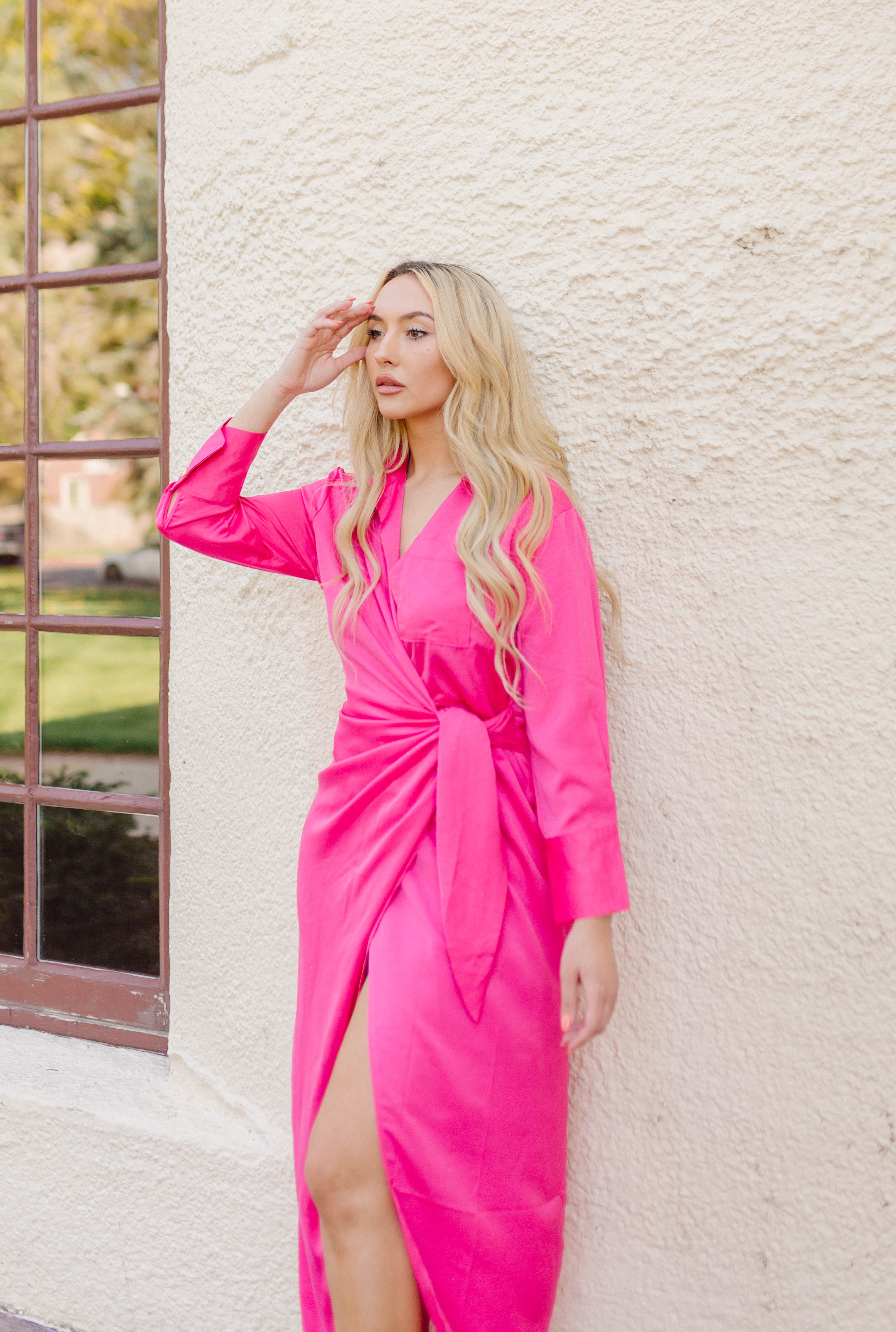 Out Of Your League Wrap Dress - Fuchsia