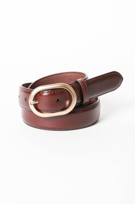 Classic Oval Buckle Belt - Brown