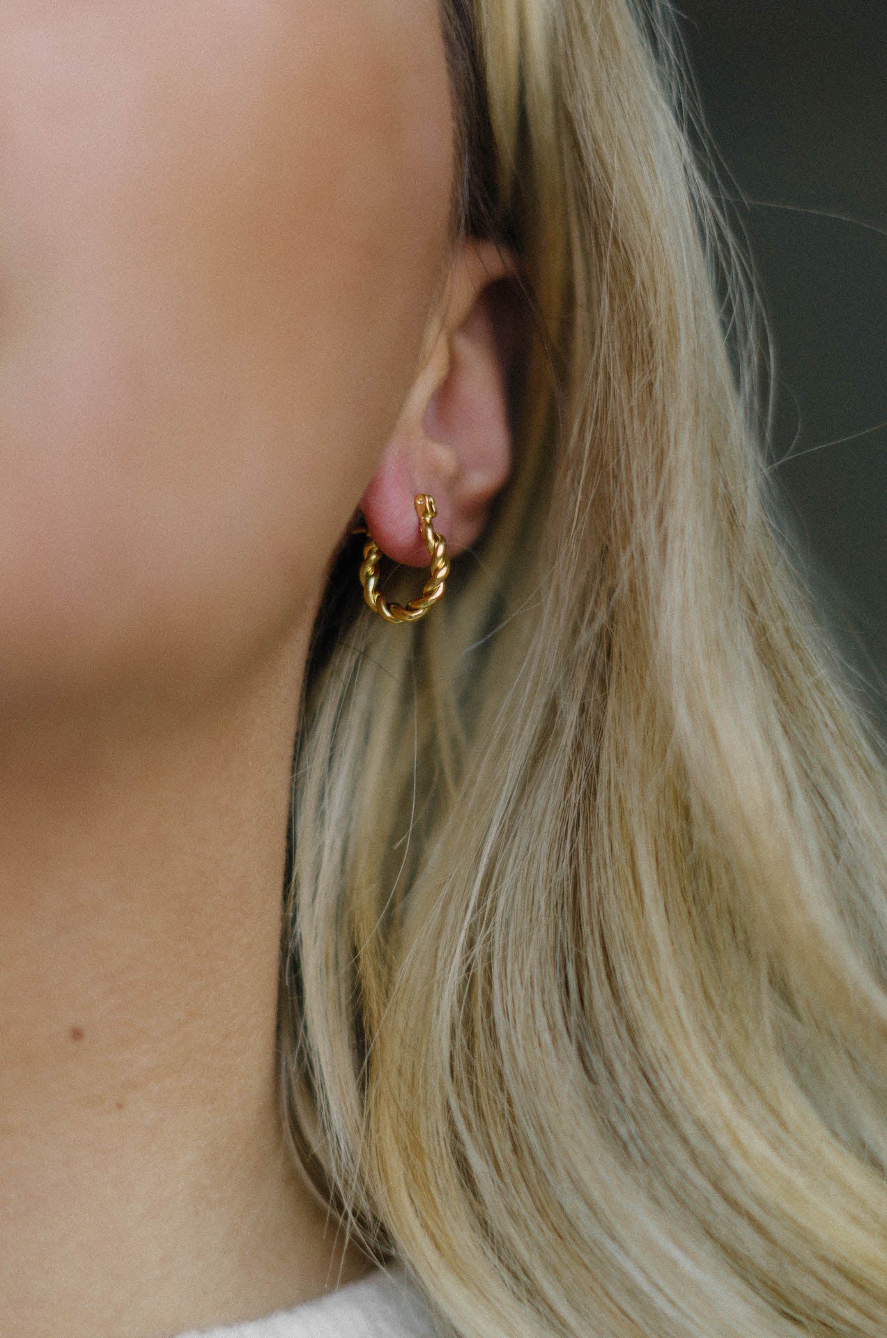 twisted 14k gold plated hoop earrings