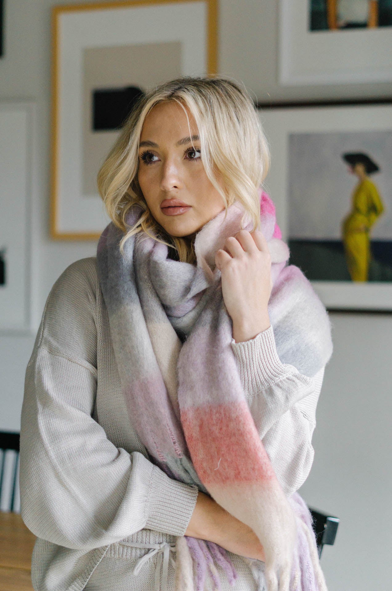 colorful fringe scarf