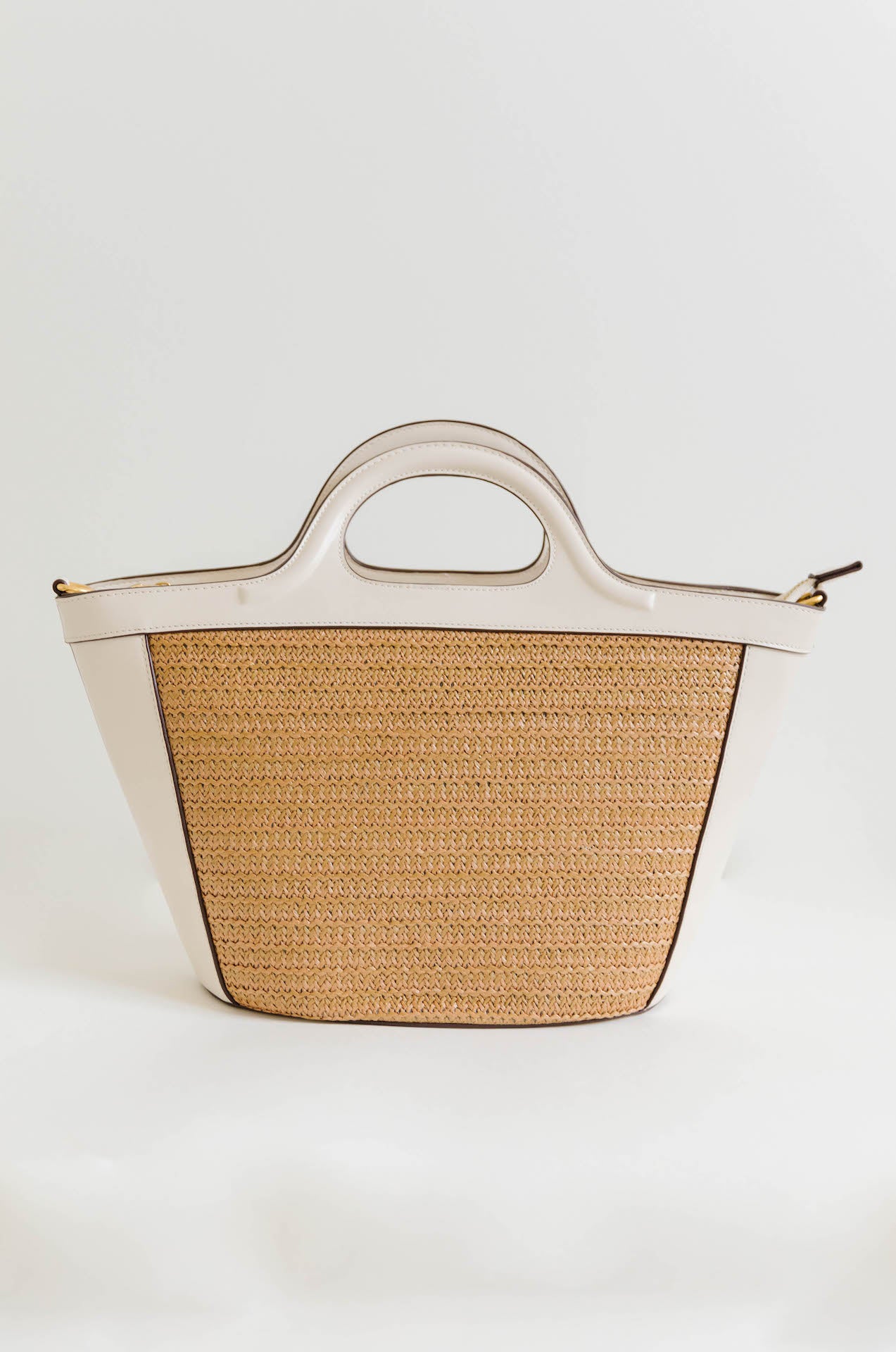 melie bianco raffia ivory vegan leather bag