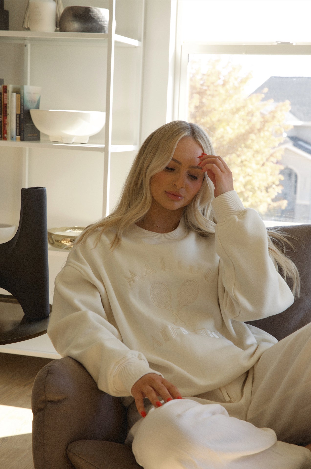 malibu sweatshirt with embroidered malibu athletics graphic pullover