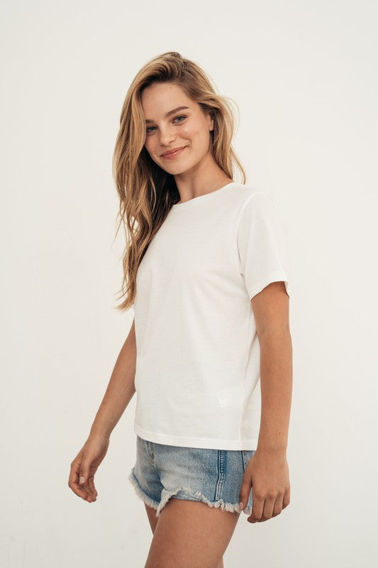 womens soft and perfect basic tee made from 100% cotton