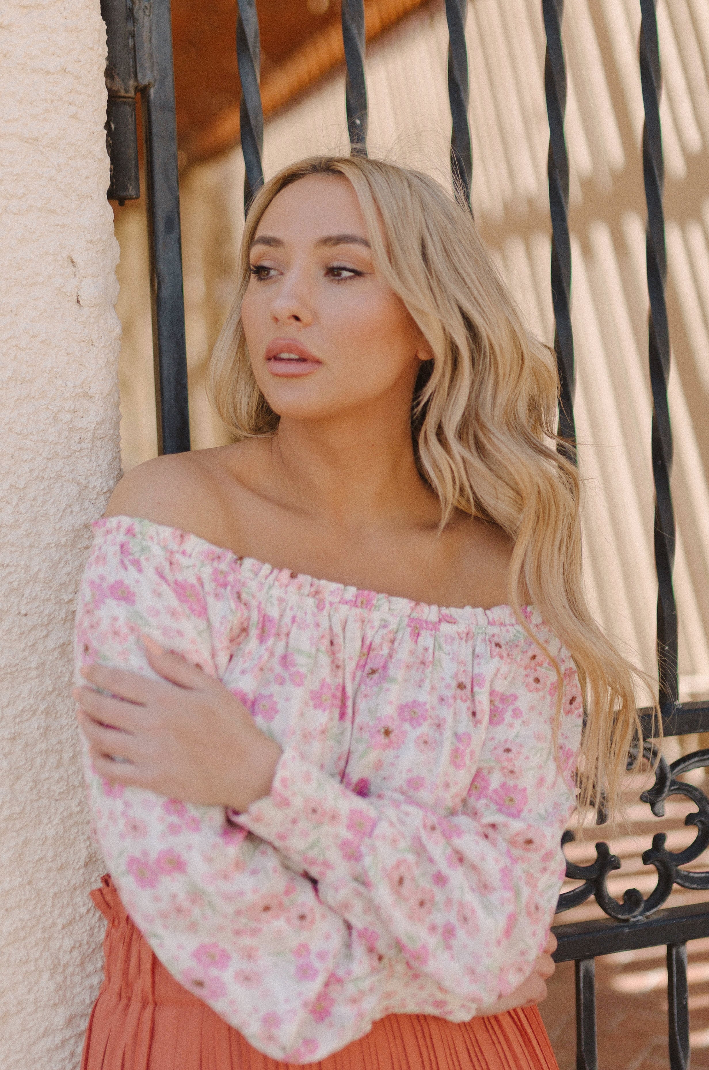 summer off the shoulder floral top