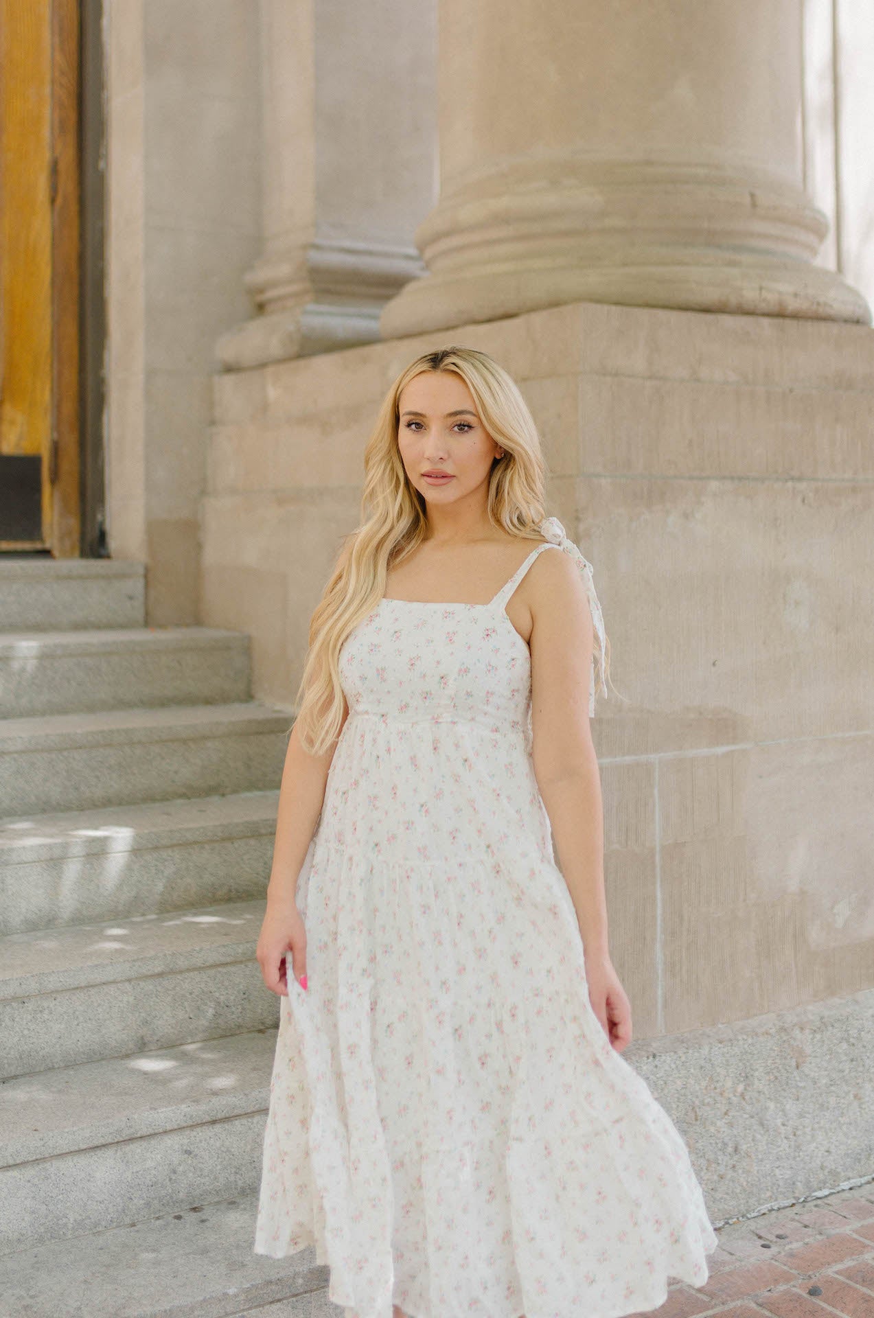 floral midi dress with tiered style