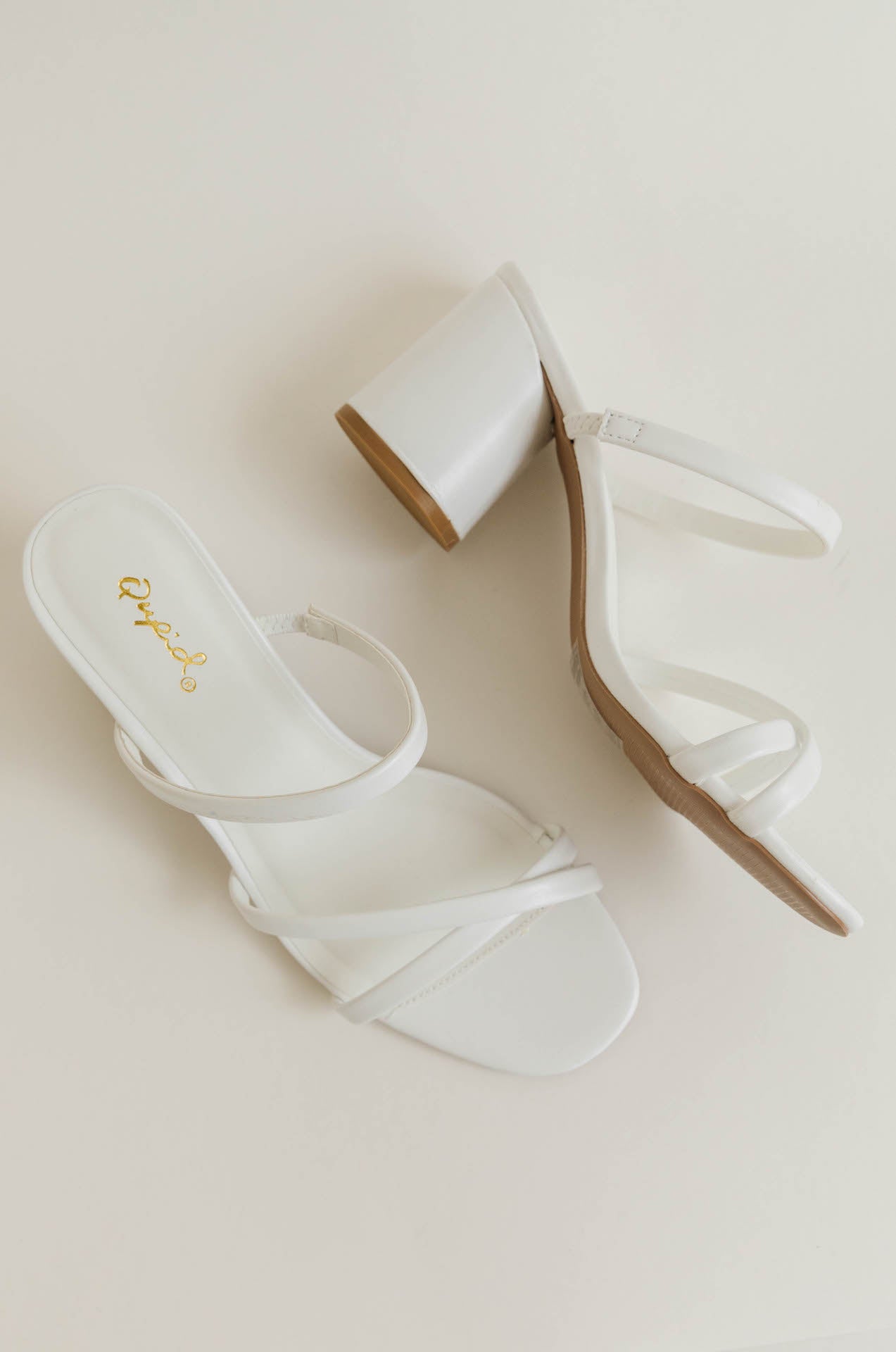 white strappy low block heels