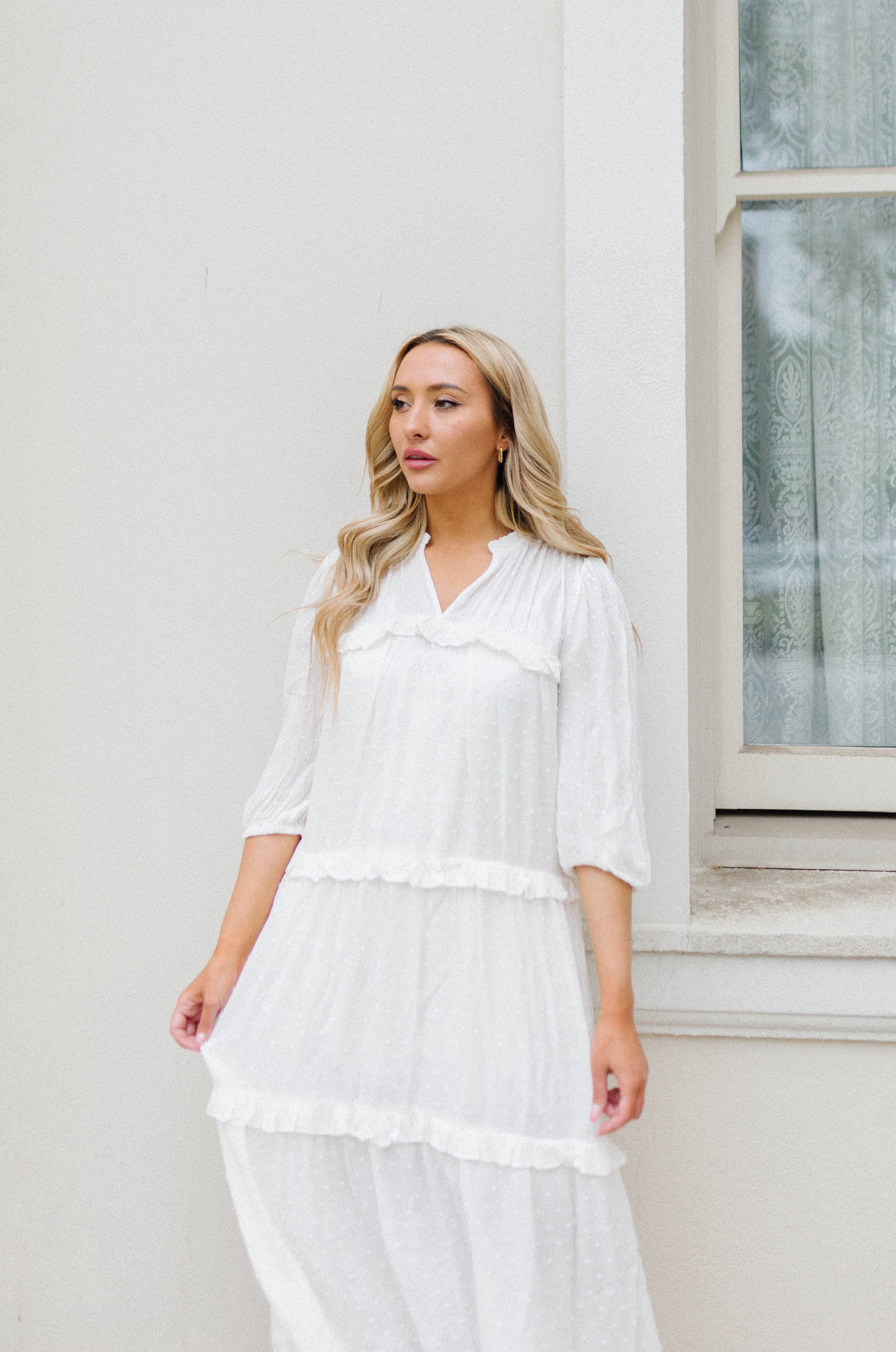 white modest maxi dress