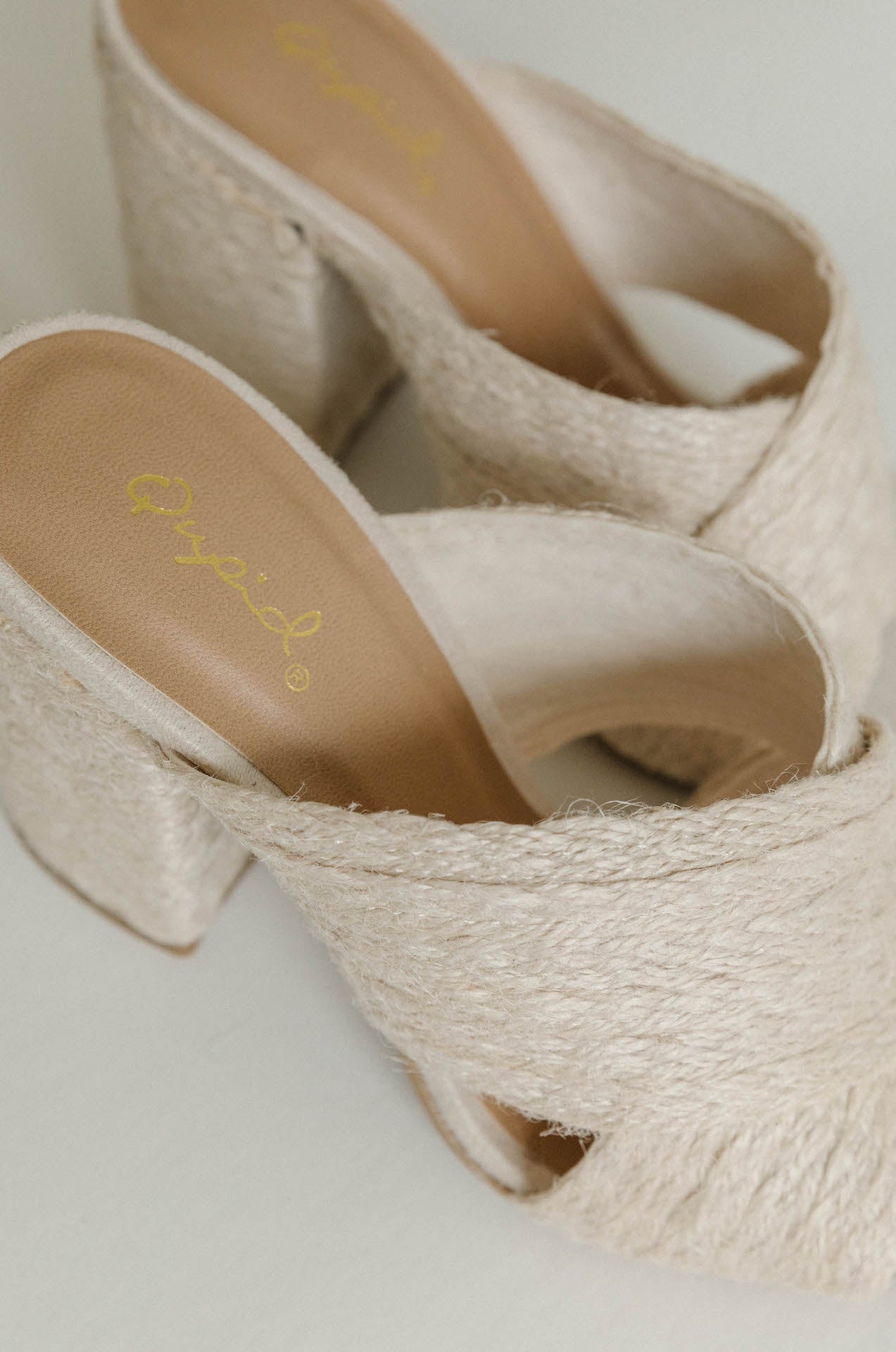 natural qupid wicker heels