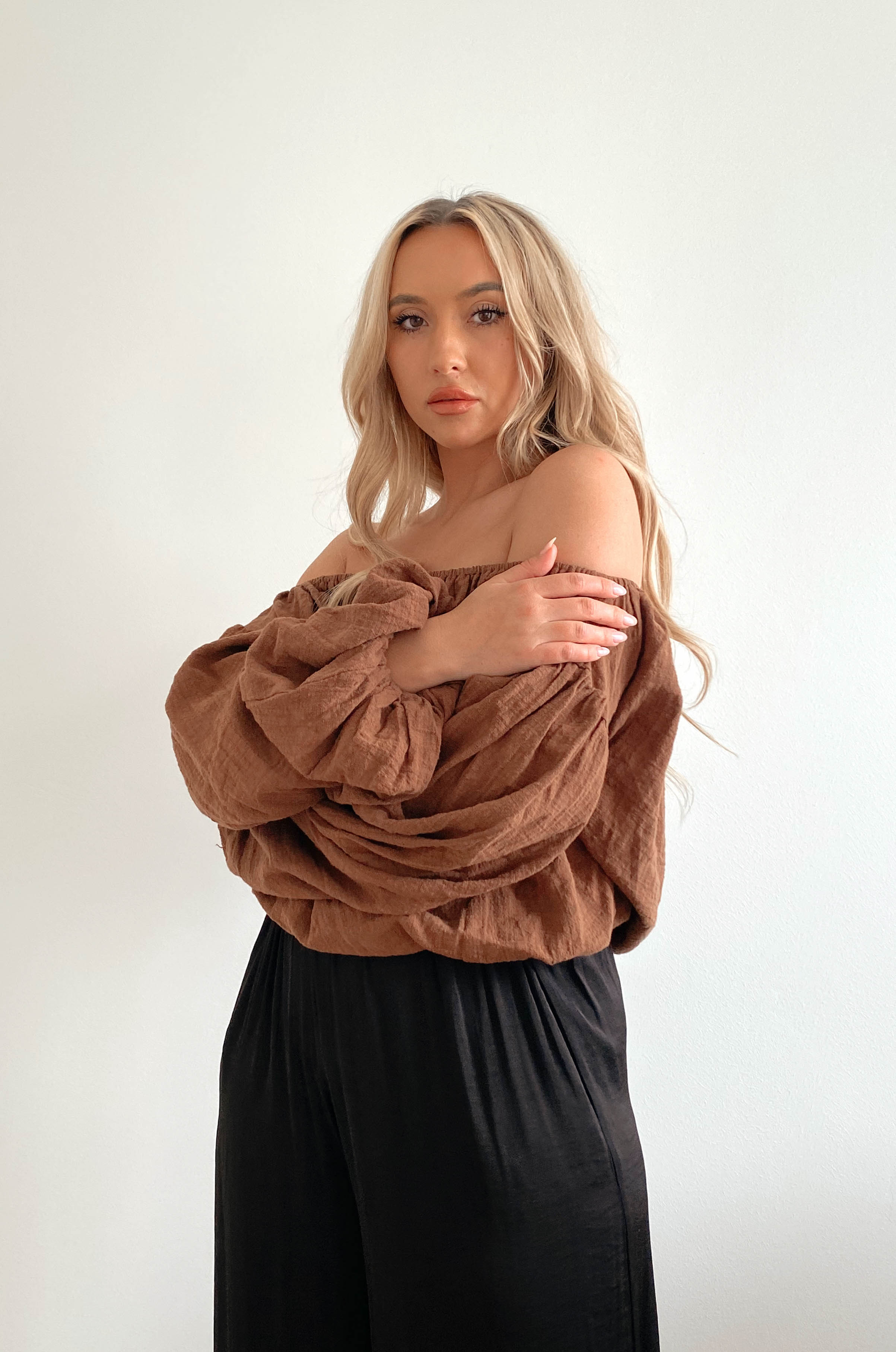 fashionable lightweight brown womens top
