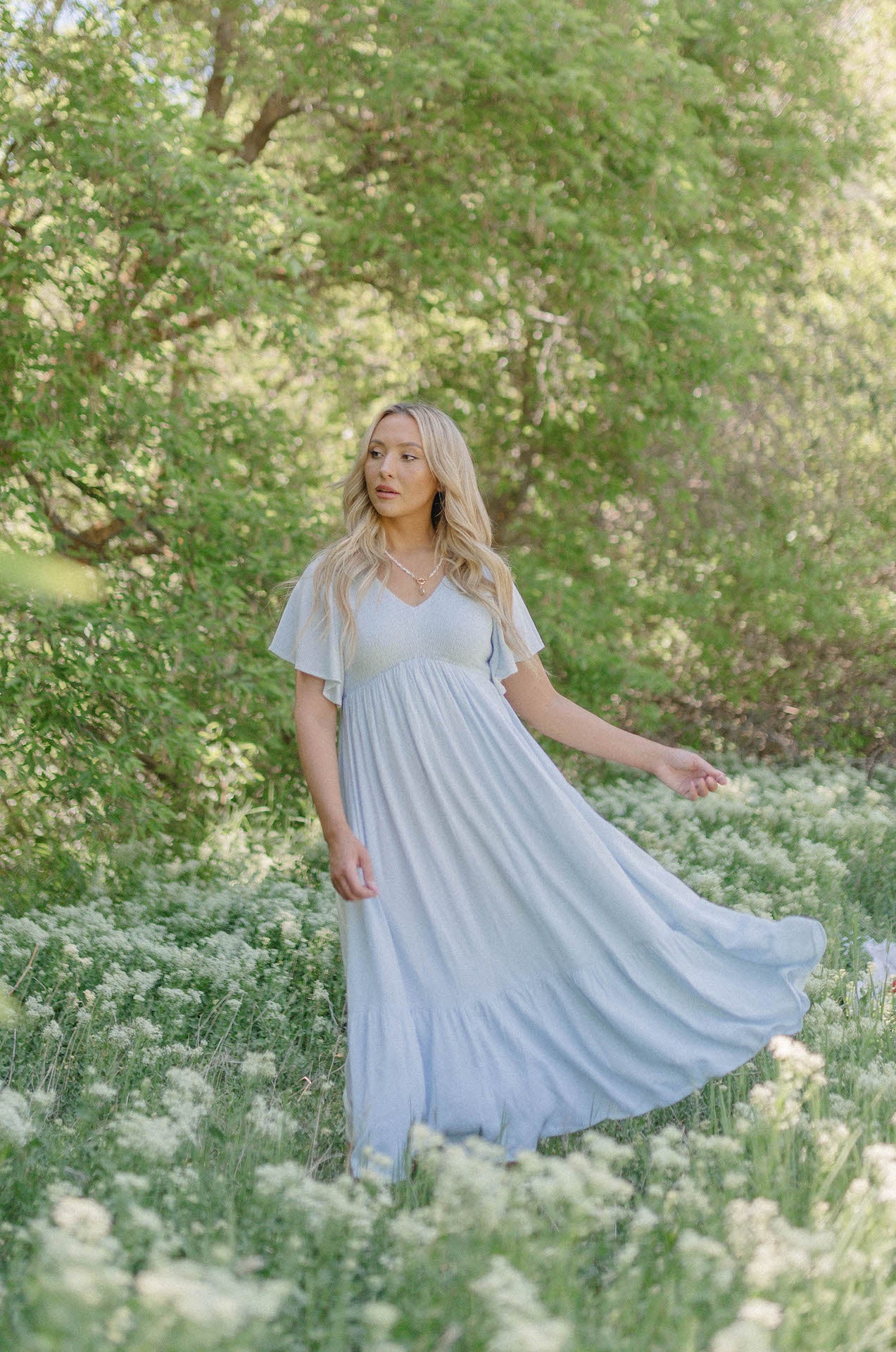 powder blue maxi dress
