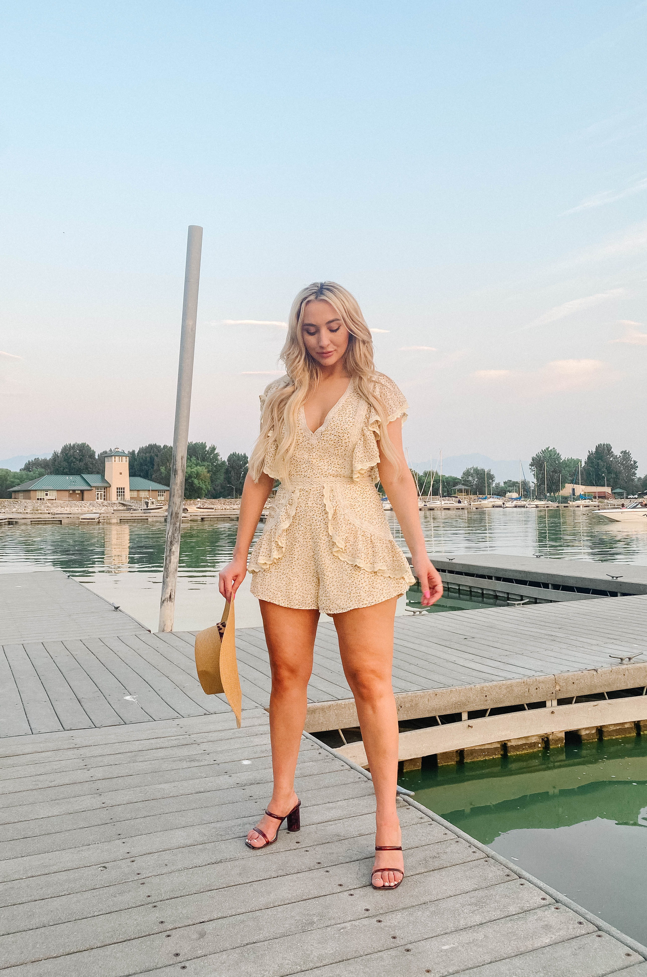 Sadie Floral Crochet Ruffle Romper