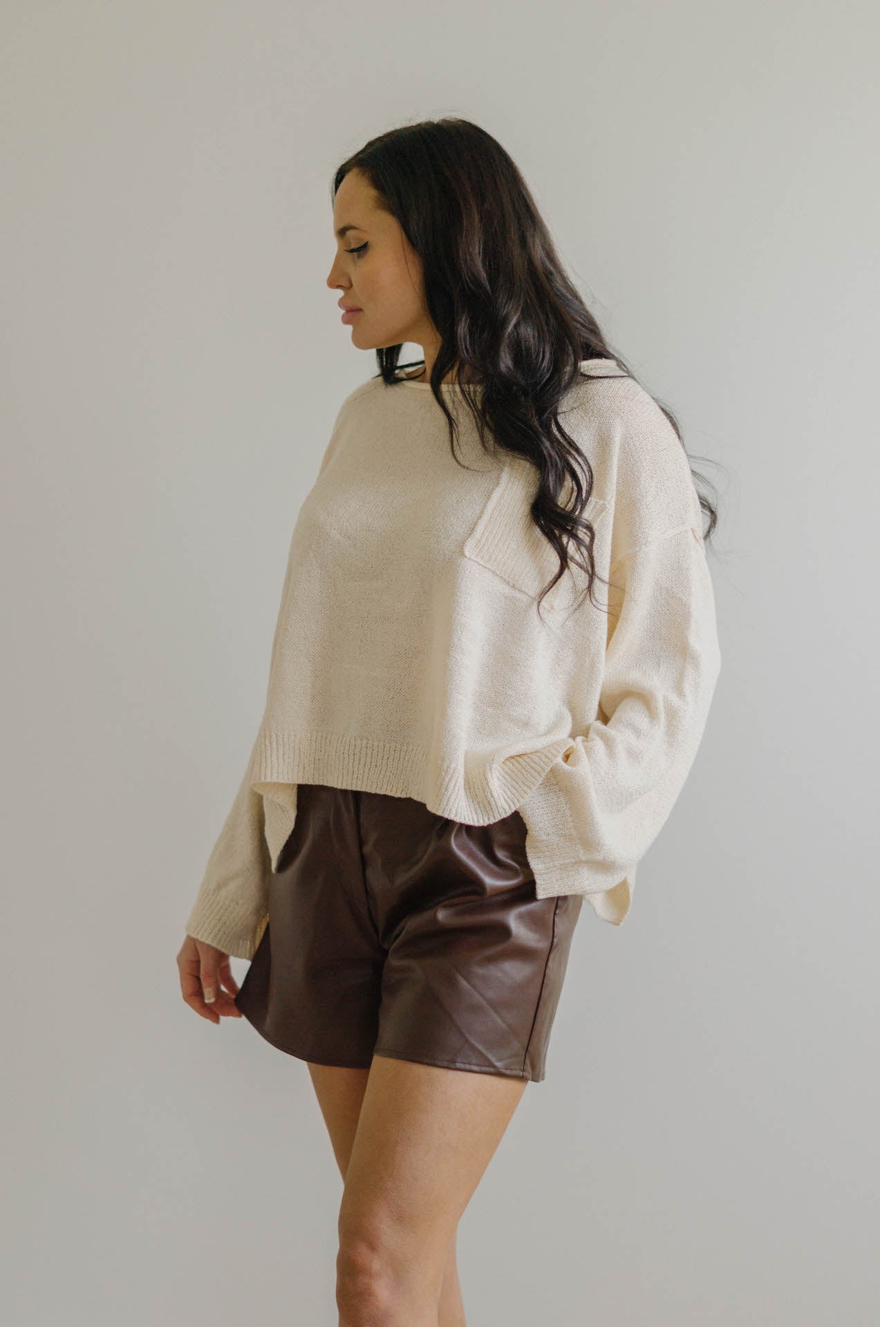cream knit long sleeve top