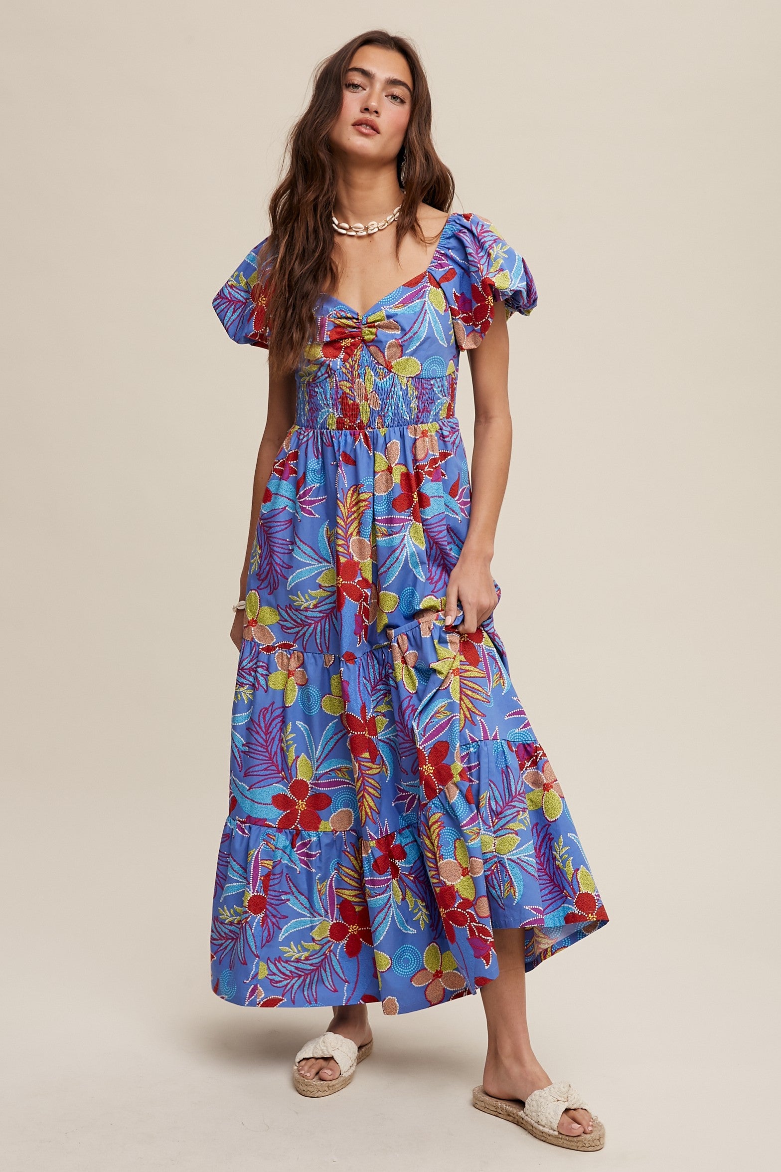 Aria Blue Floral Maxi Dress