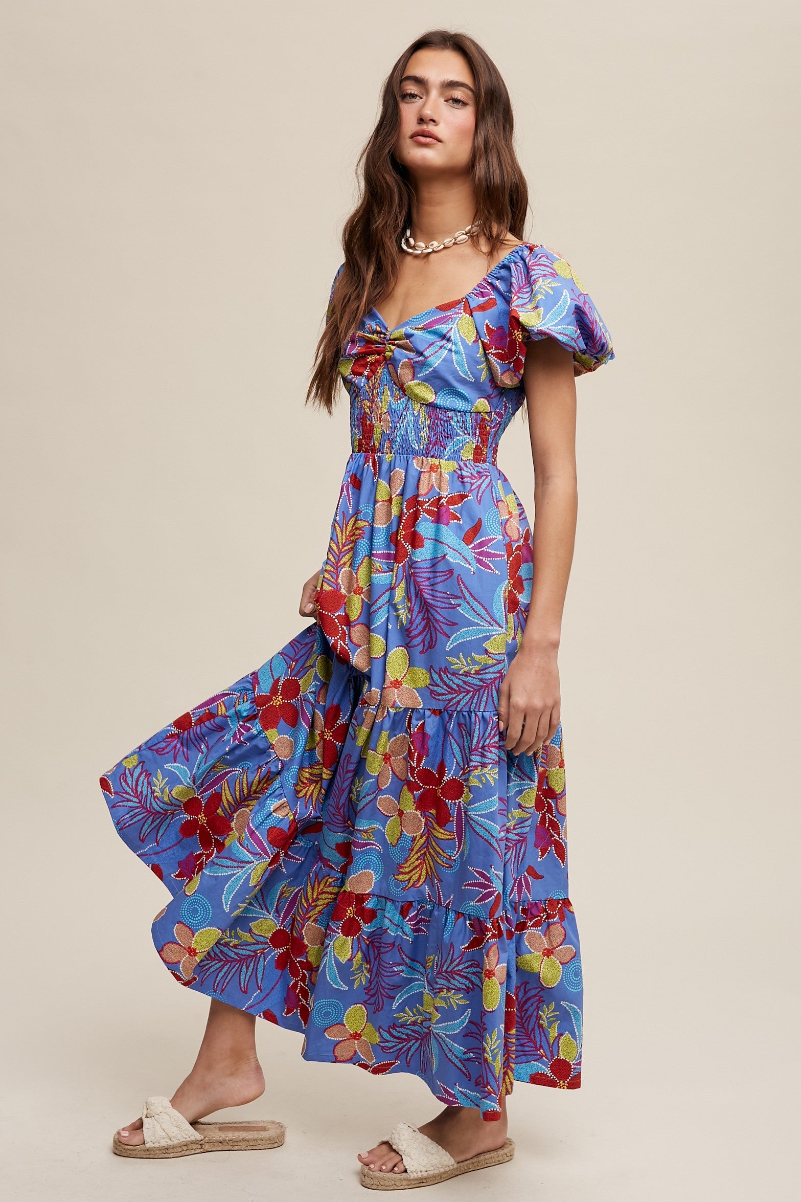 Aria Blue Floral Maxi Dress