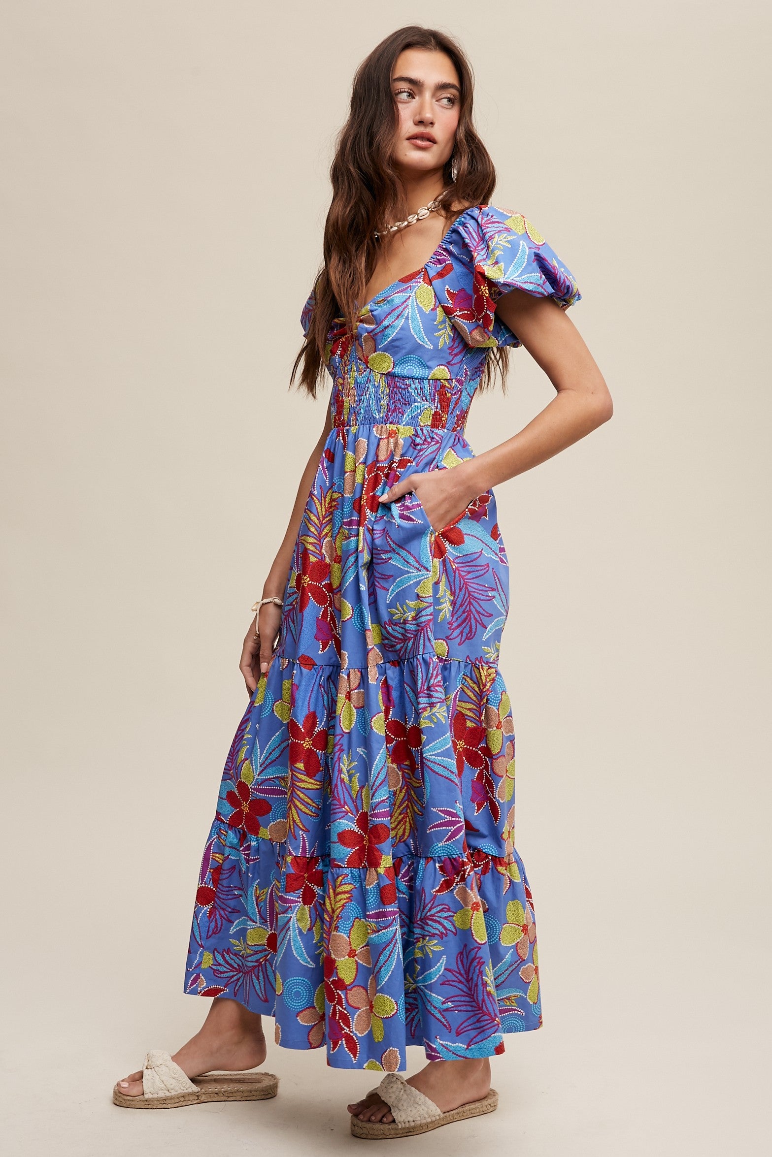 Aria Blue Floral Maxi Dress