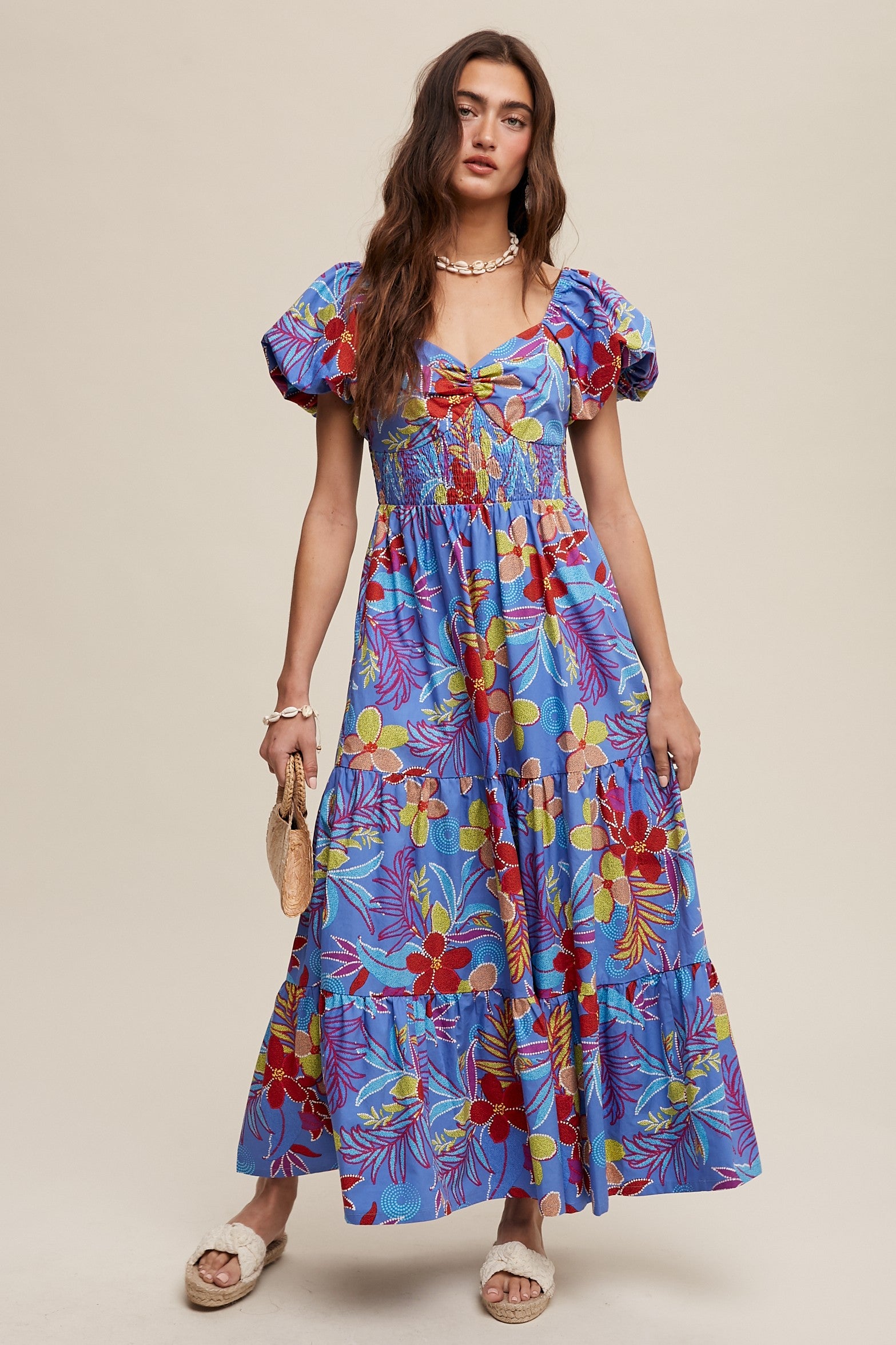 Aria Blue Floral Maxi Dress