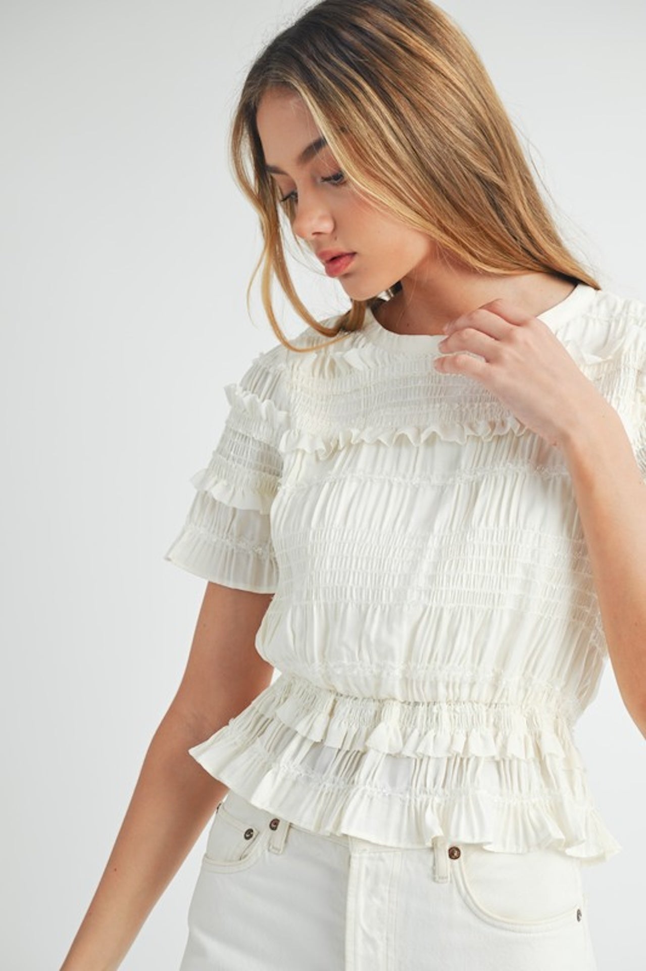 Ruffle peplum top on sale