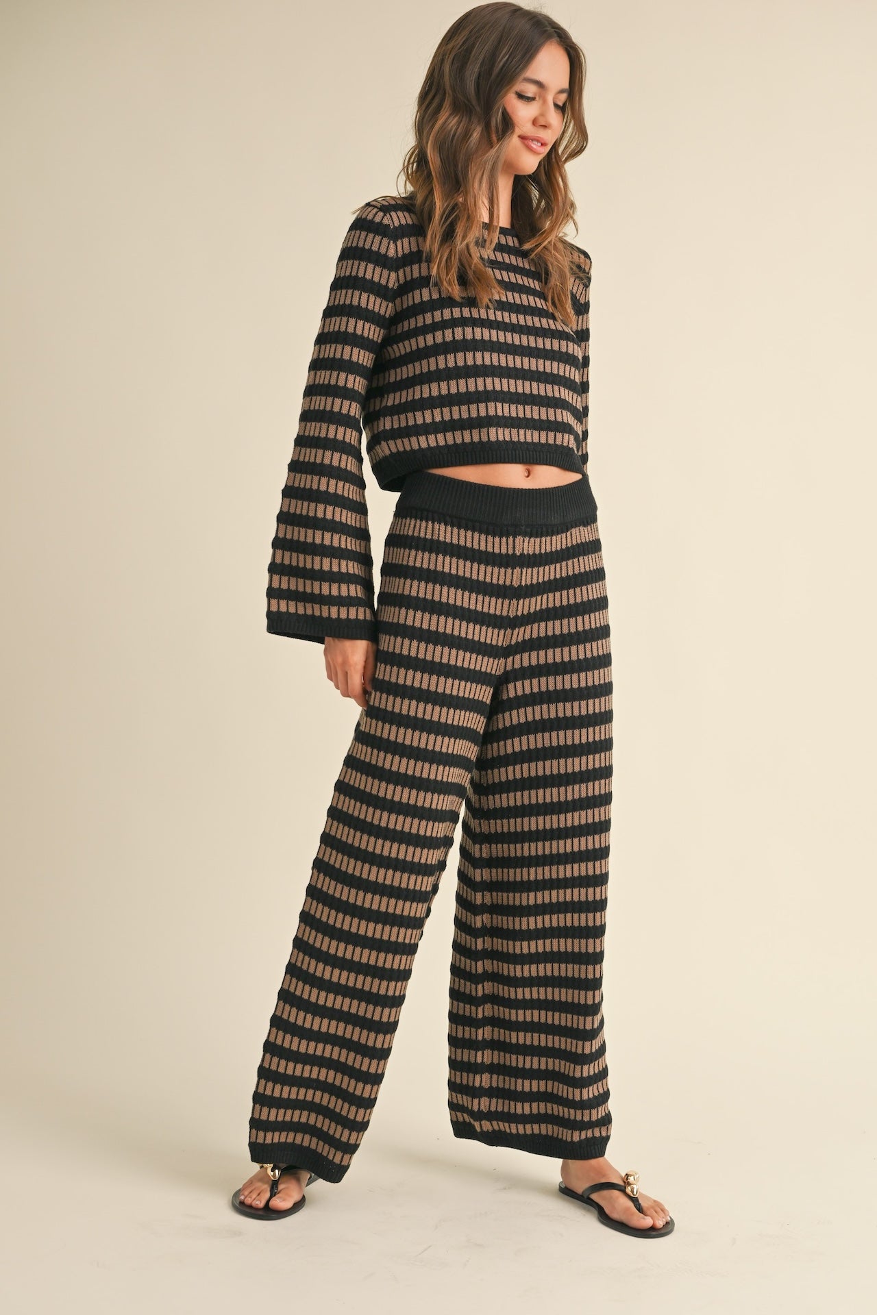 Brown Striped Knit Pants