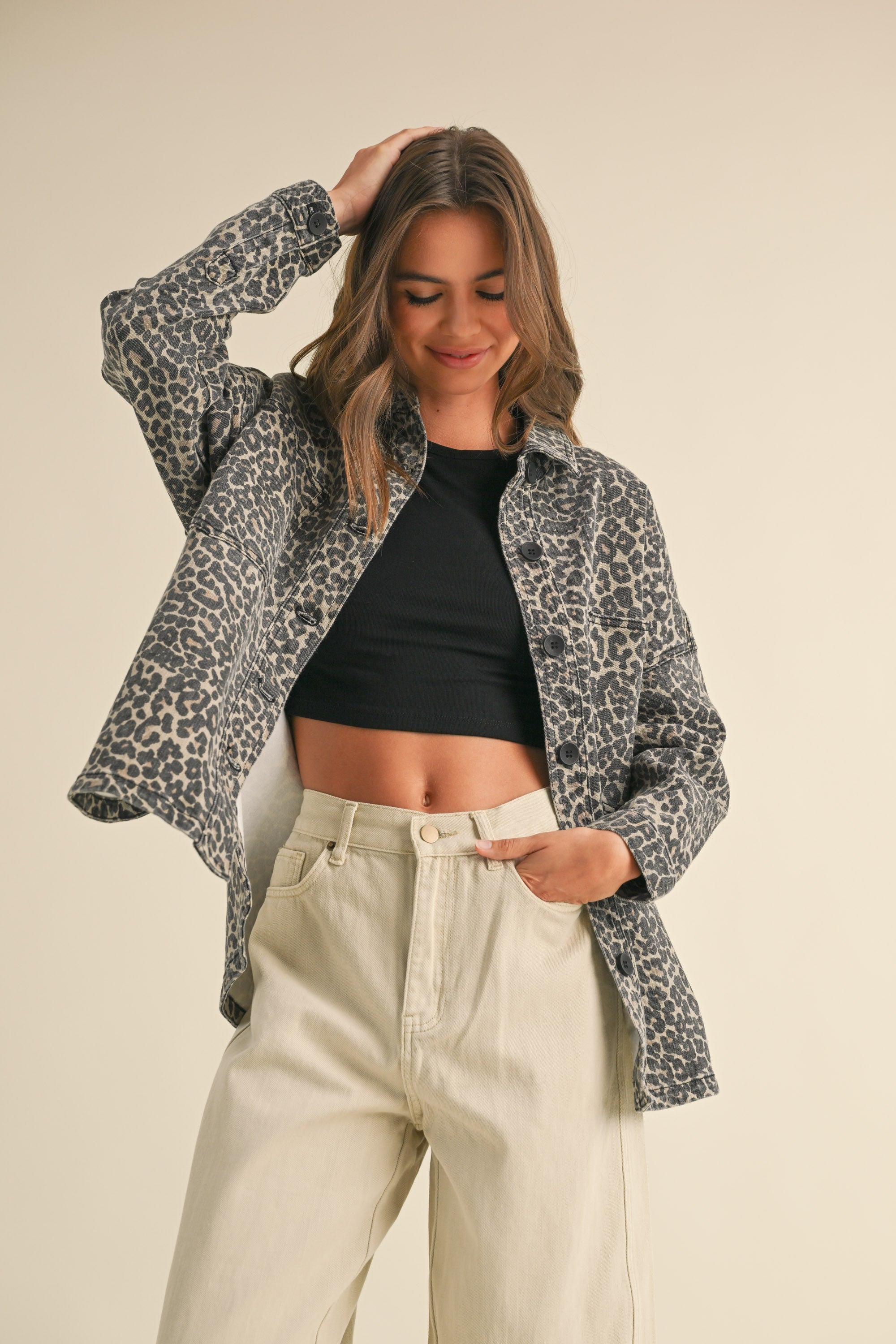 Leopard Denim Jacket