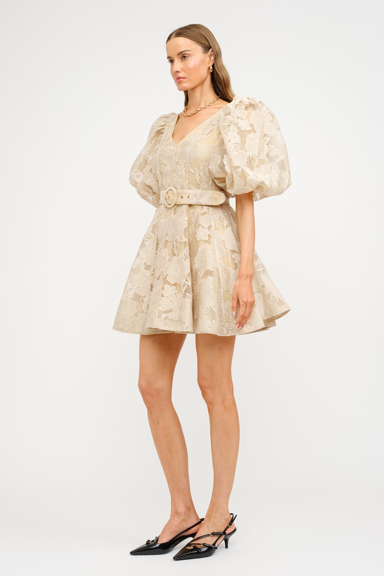 Polina Beige Floral Dress