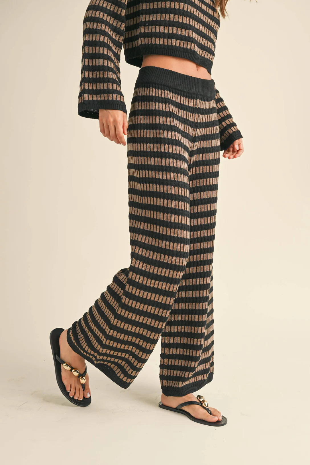 Brown Striped Knit Pants