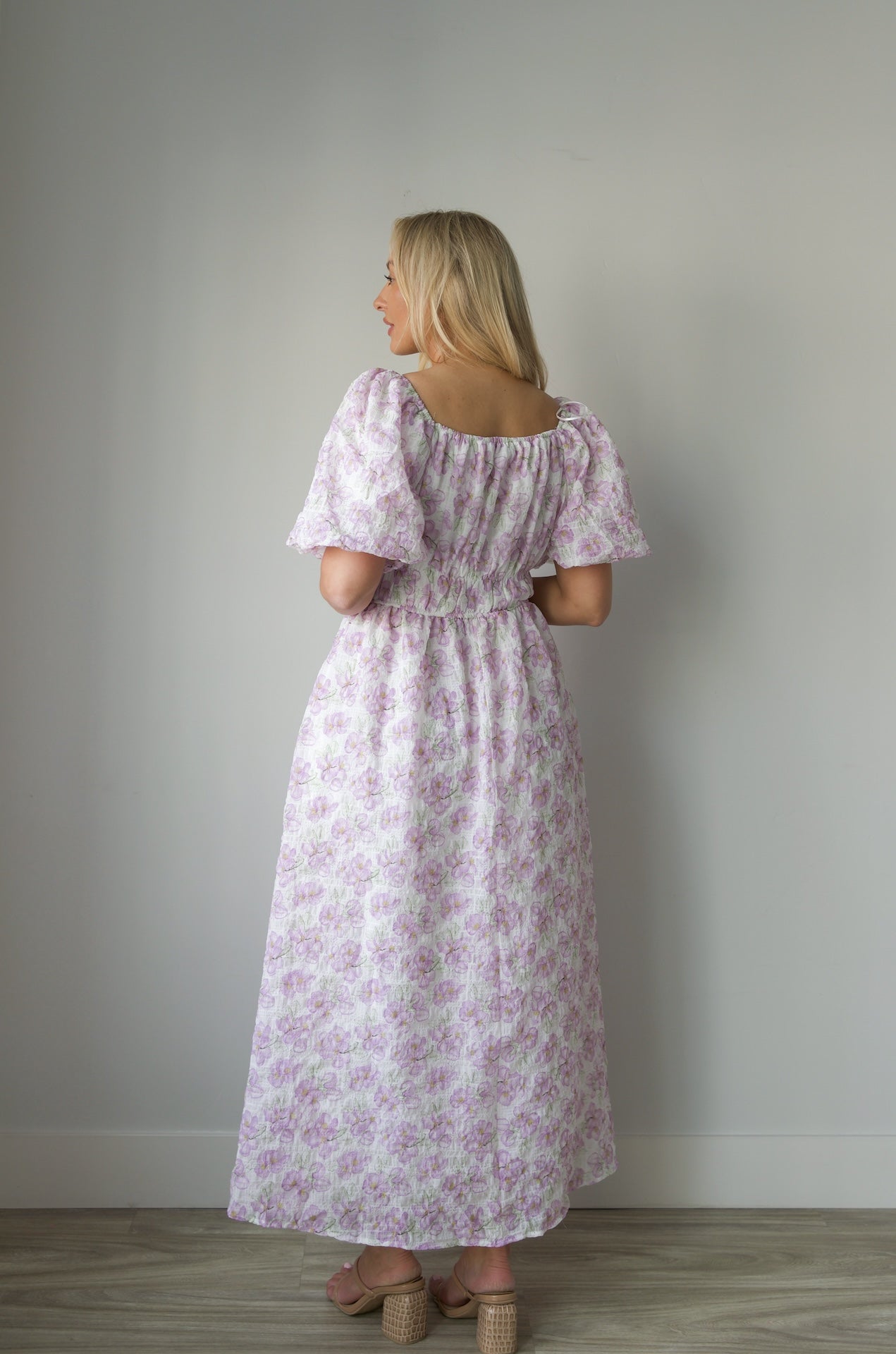 Blossom Floral Print Midi Dress - Lavender