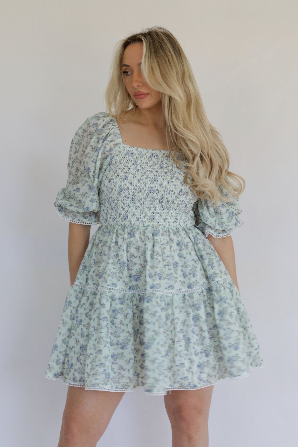 Blue Floral Mini Dress