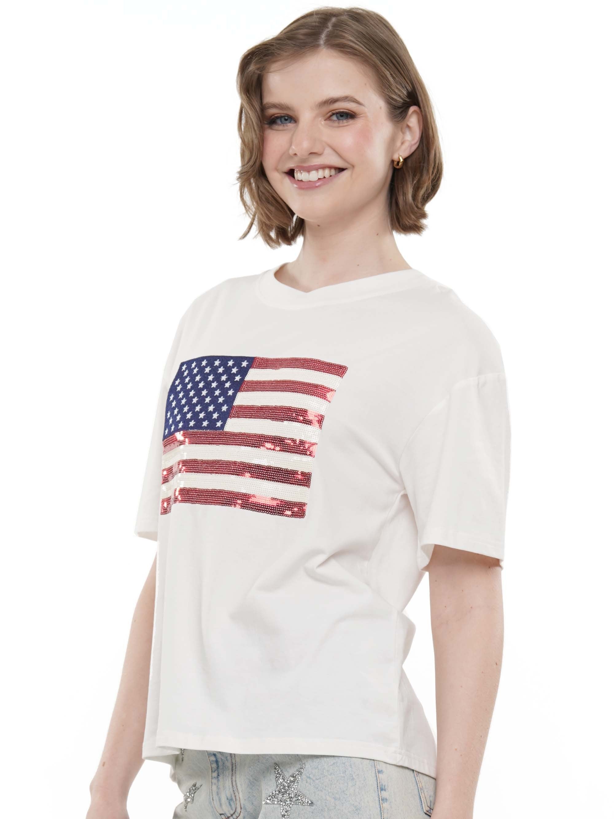 American Flag Sequin Top