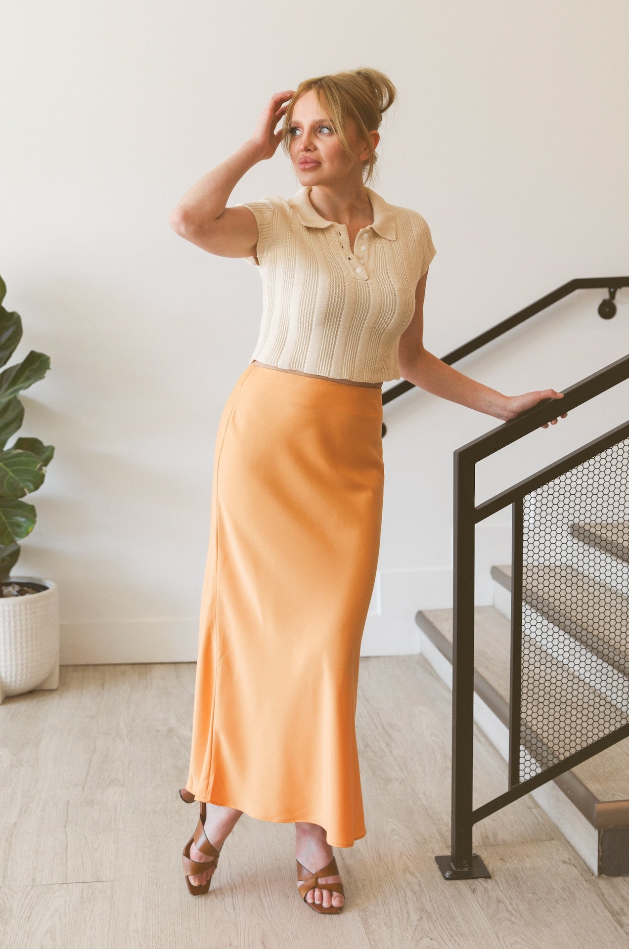 Apricot Midi Skirt