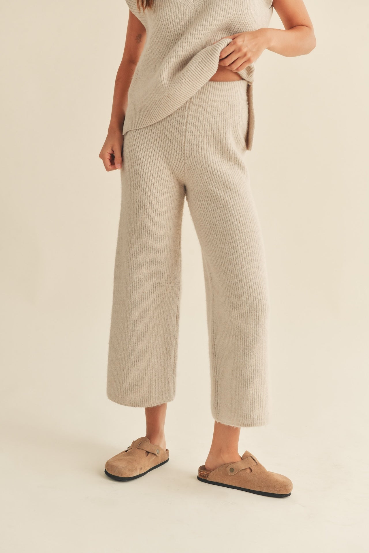 Beige Knit Pants