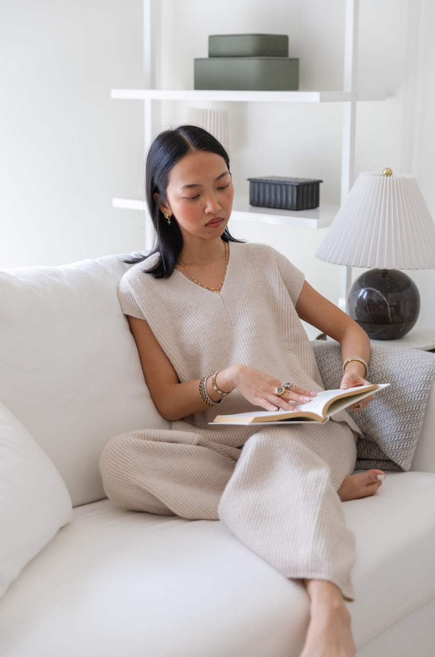 Beige Knit Sweater Vest