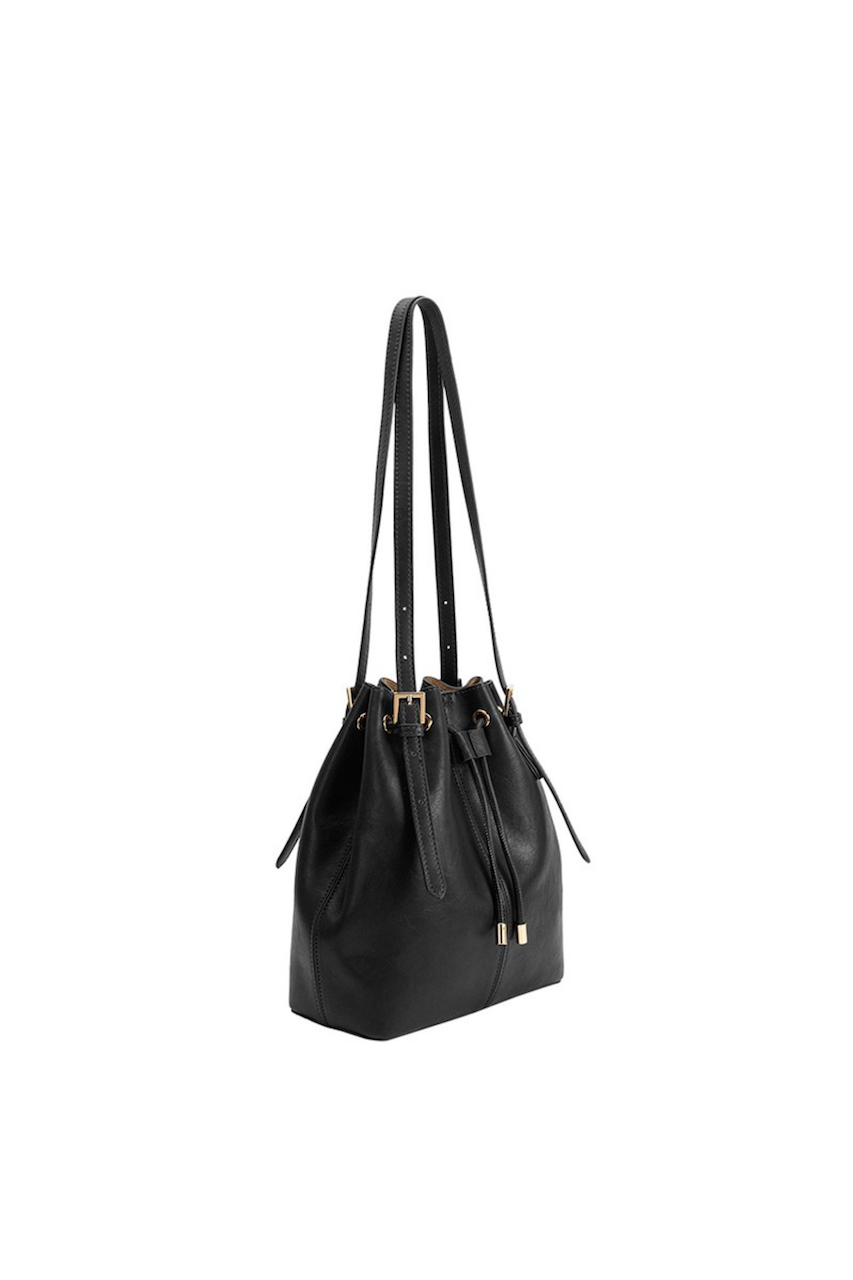 Sally Black Vegan Leather Shoulder Bag
