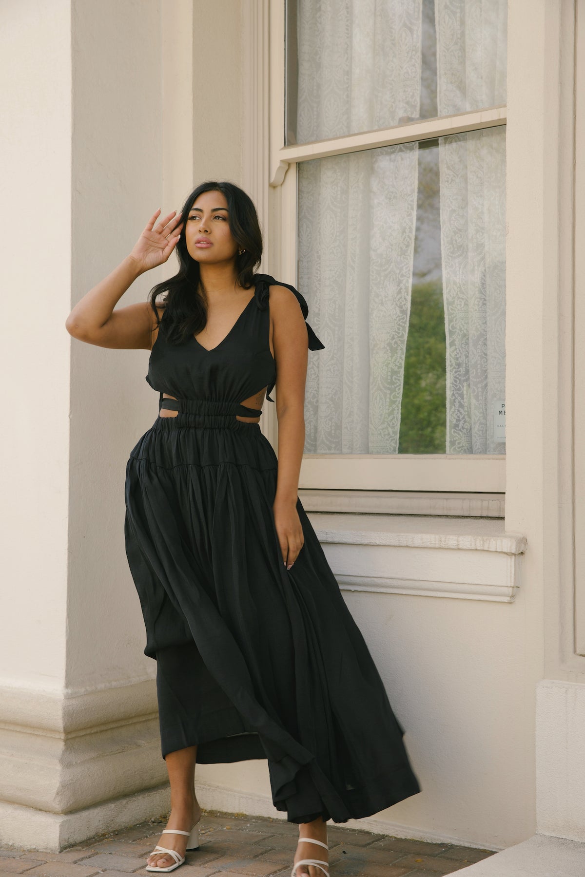 Black Knit Cut Out Maxi Dress main image 0