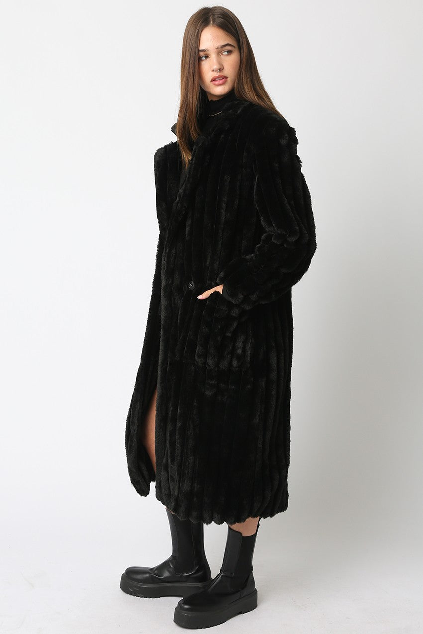 Chocolate Brown Luxe Fur Coat