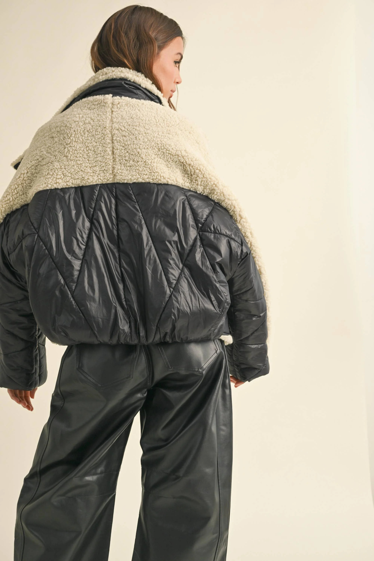 Black Puffer Shearling Jacket