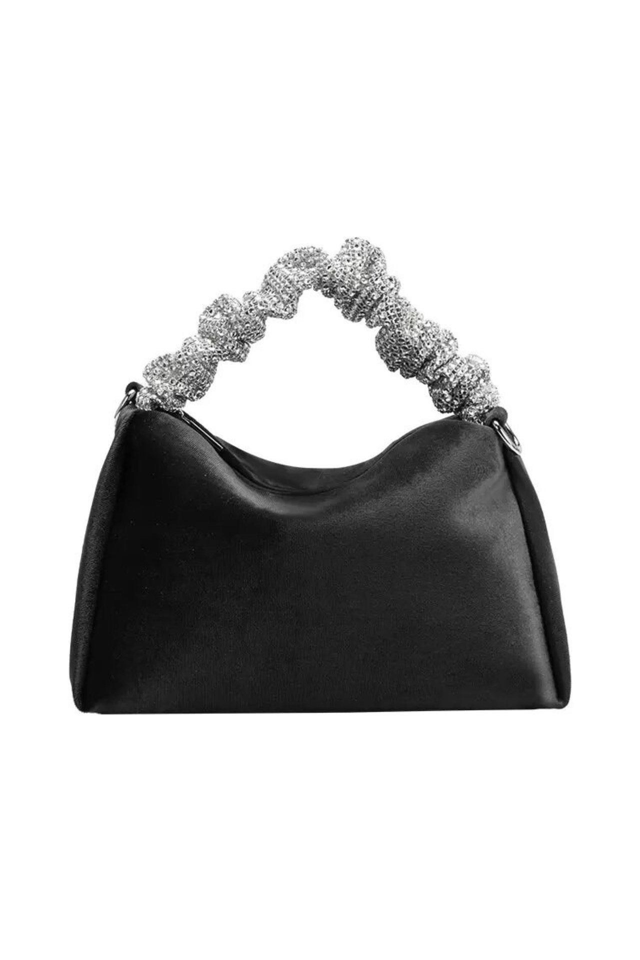 Estela Black Velvet Top Handle Bag - Melie Bianco