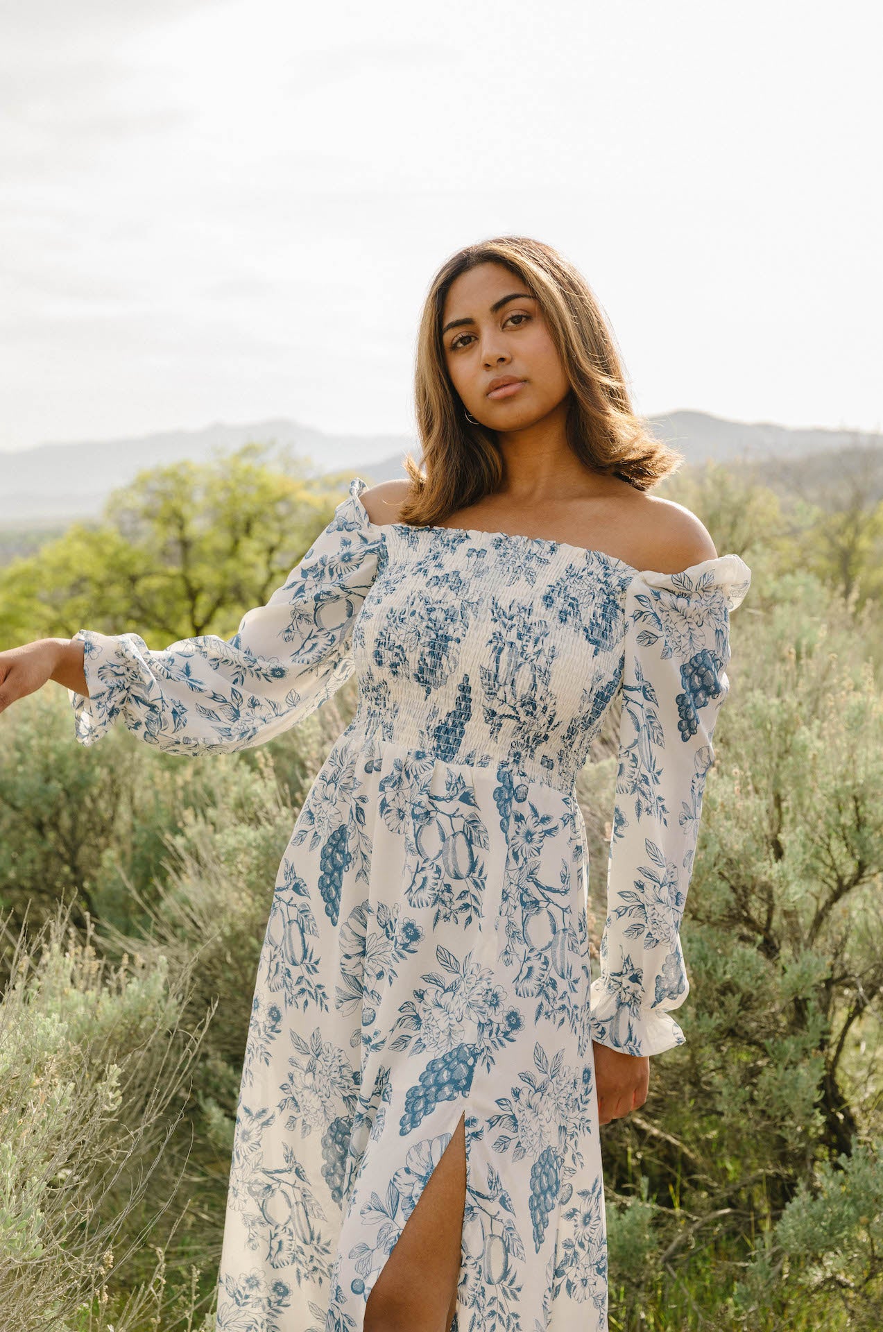 Sadie Blue and White Floral Dress