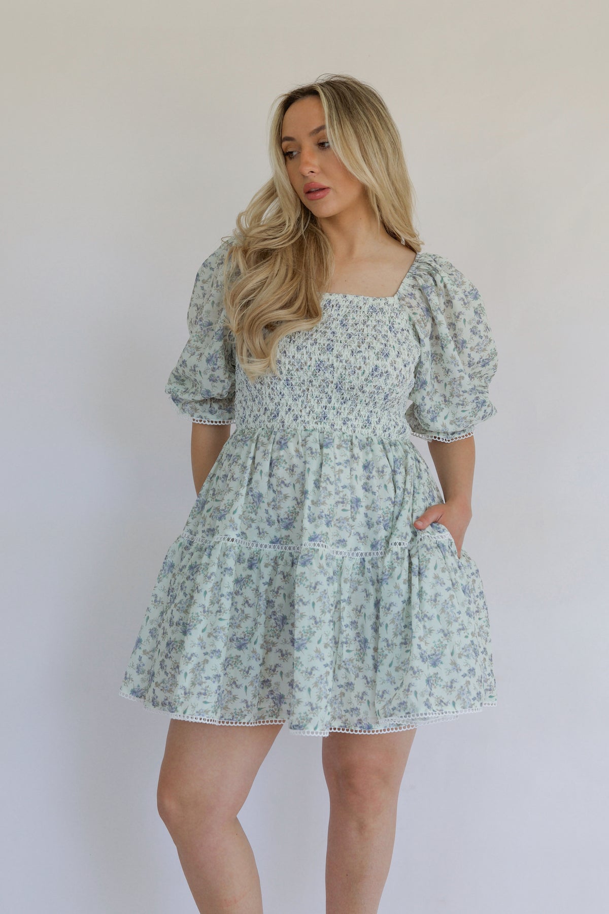 Blue Floral Mini Dress