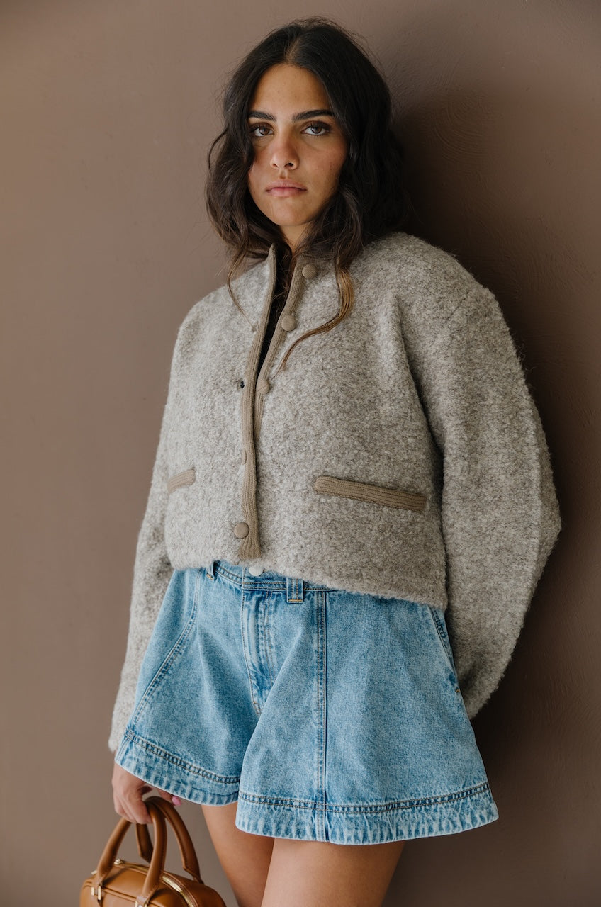 Brown Knit Jacket Sweater