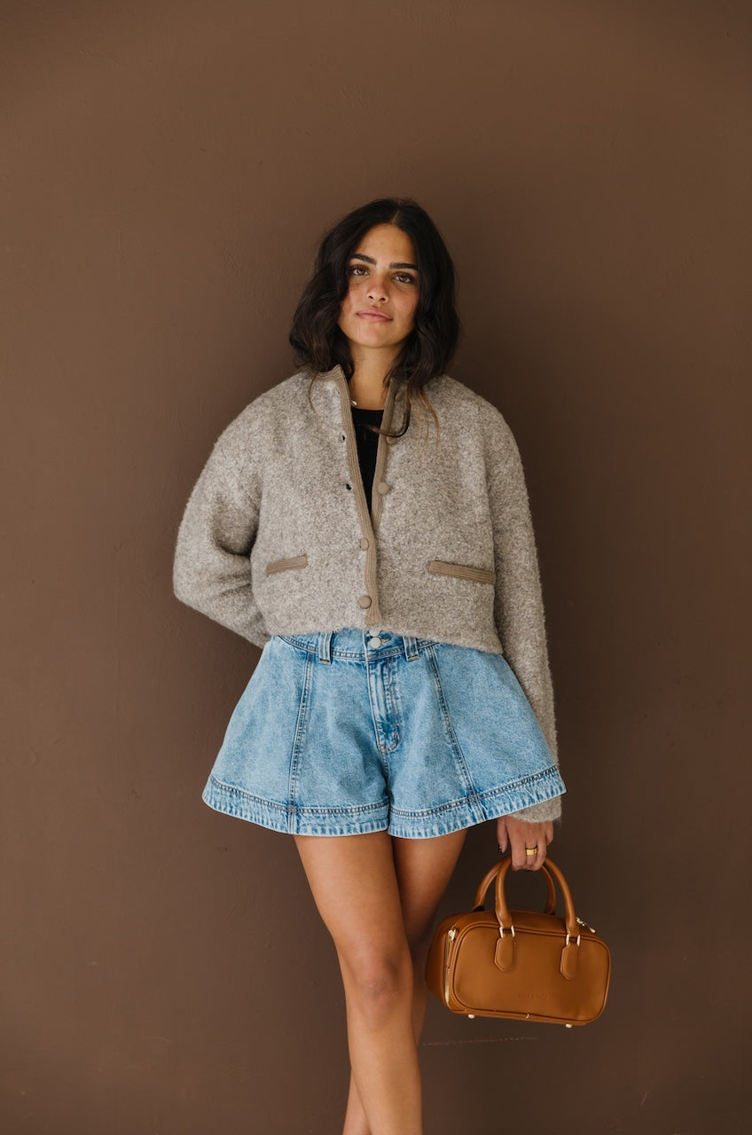 Brown Knit Jacket Sweater