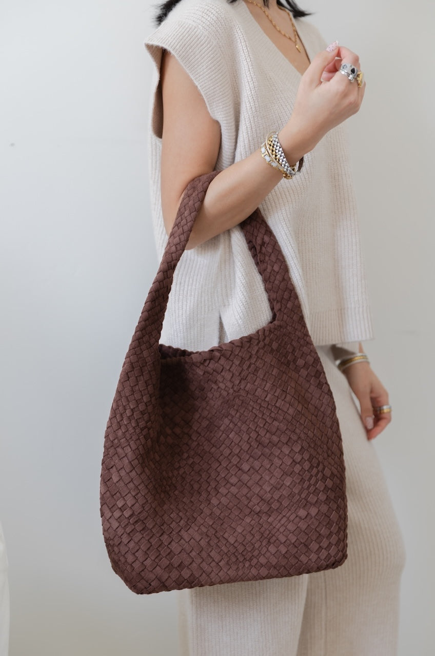 Melie Bianco Johanna Tobacco - Brown Suede Shoulder Hobo Bag