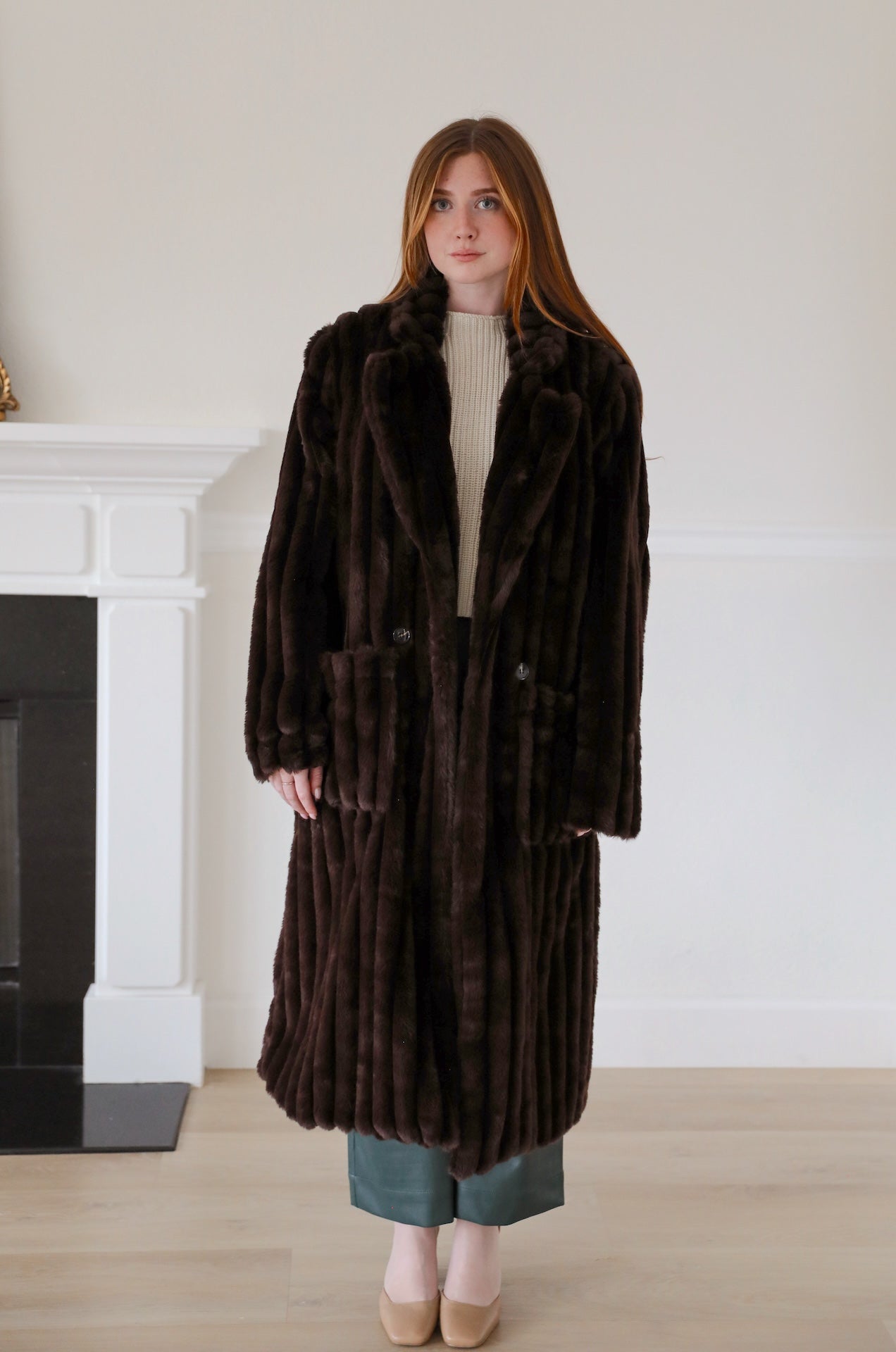 Chocolate Brown Luxe Fur Coat