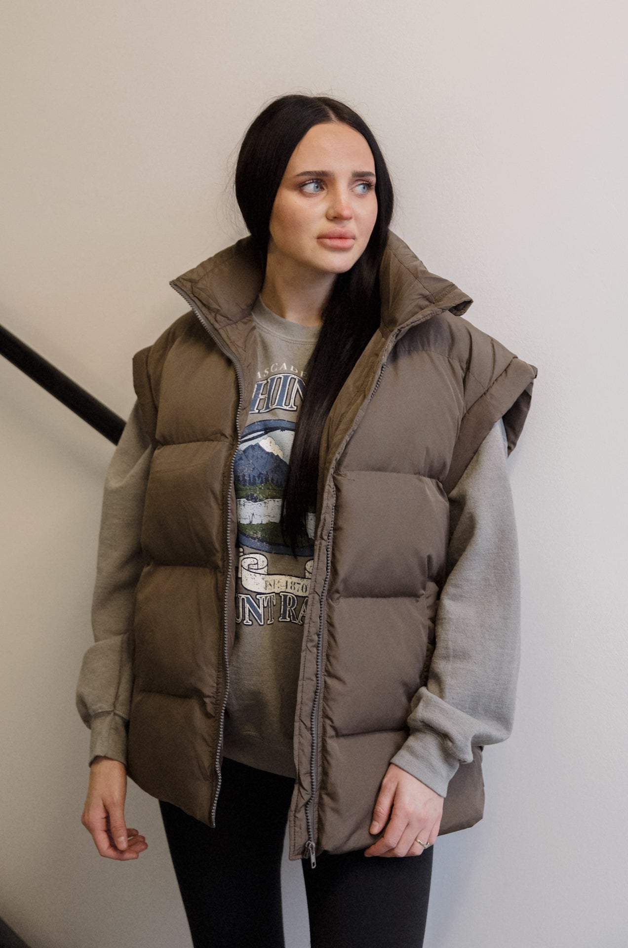 Womens brown outlet puffer vest