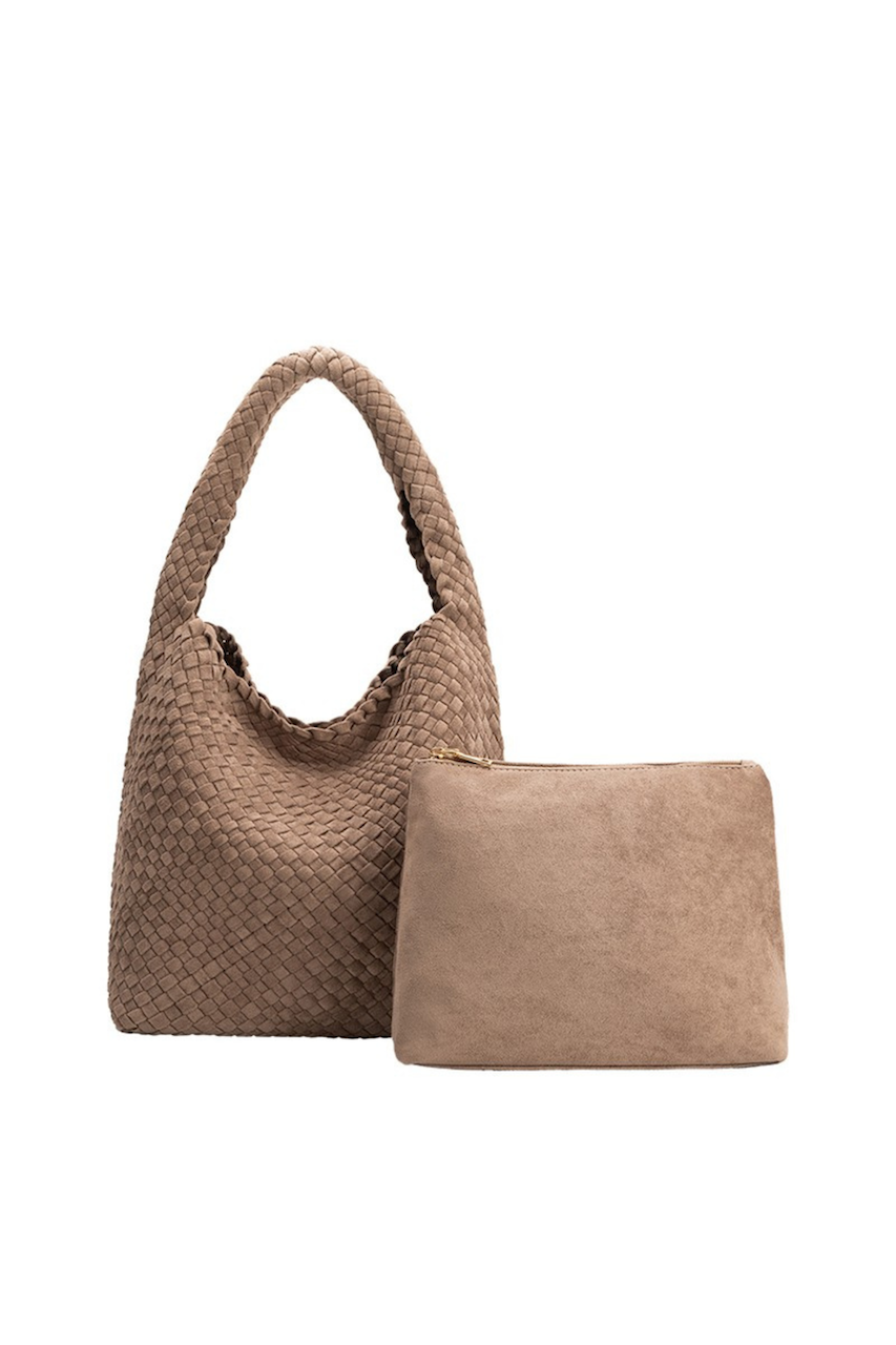 Melie Bianco Johanna Clay - Taupe Suede Bag