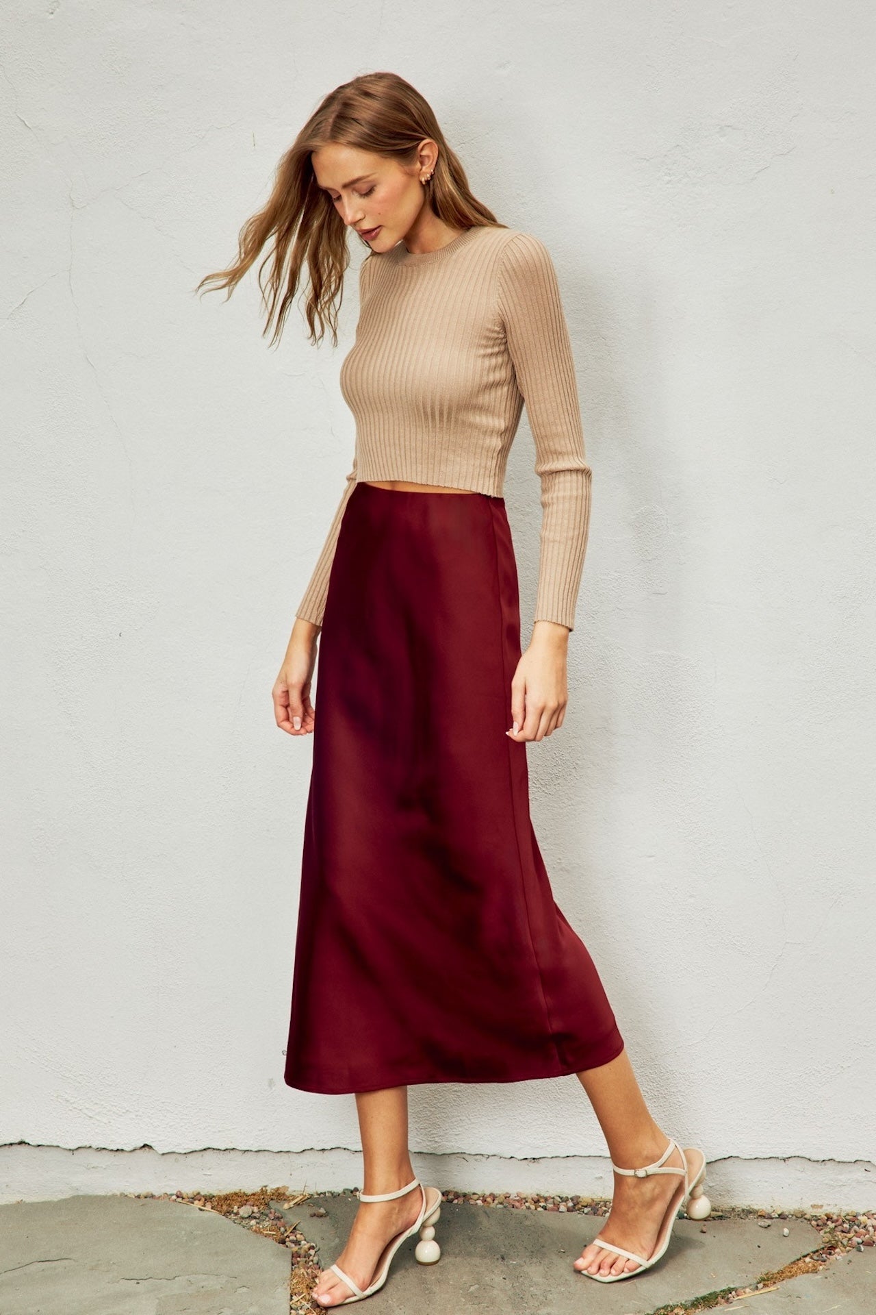 Red Maxi Slip Skirt