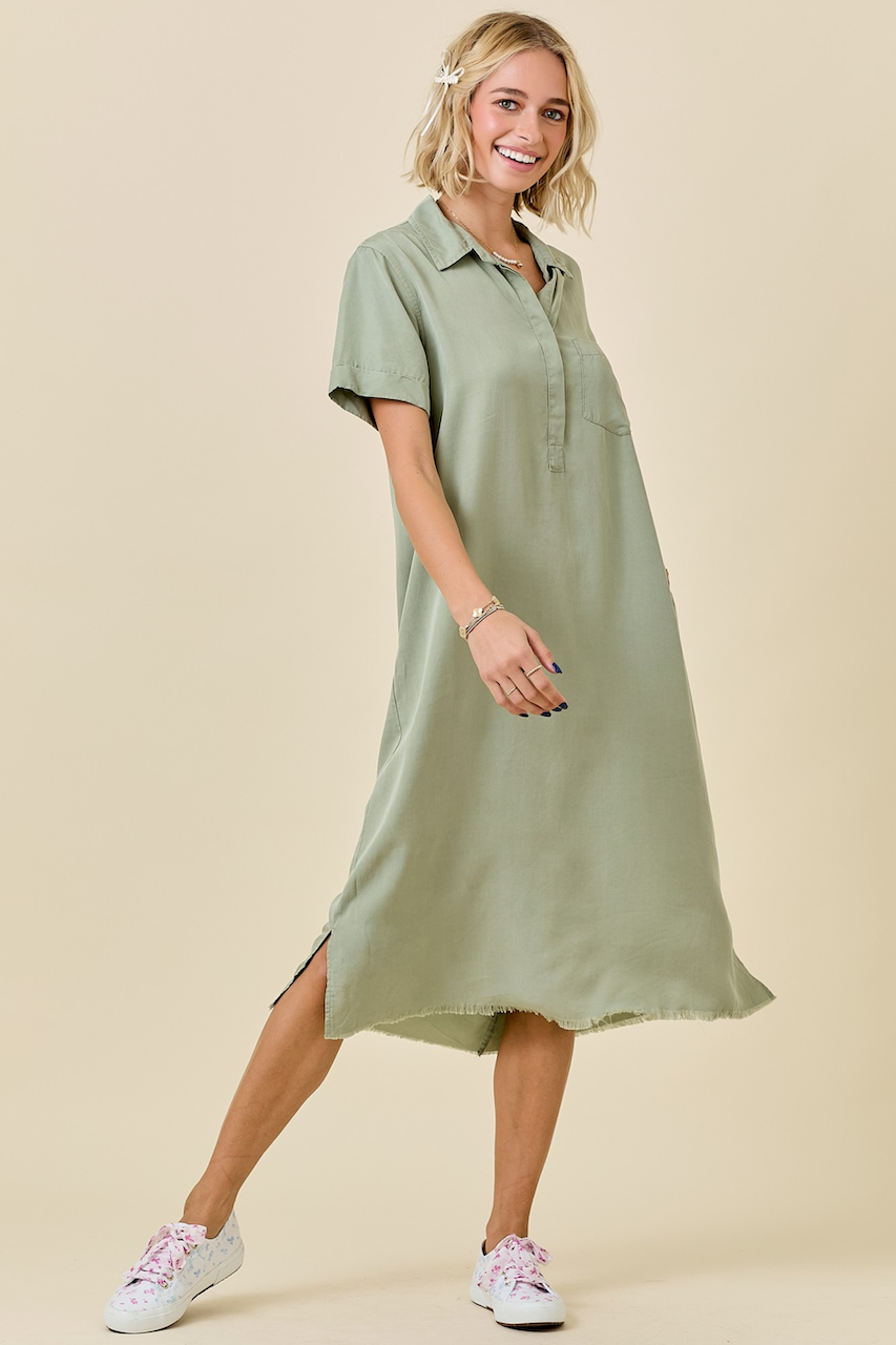 Olive Green shirt Dress