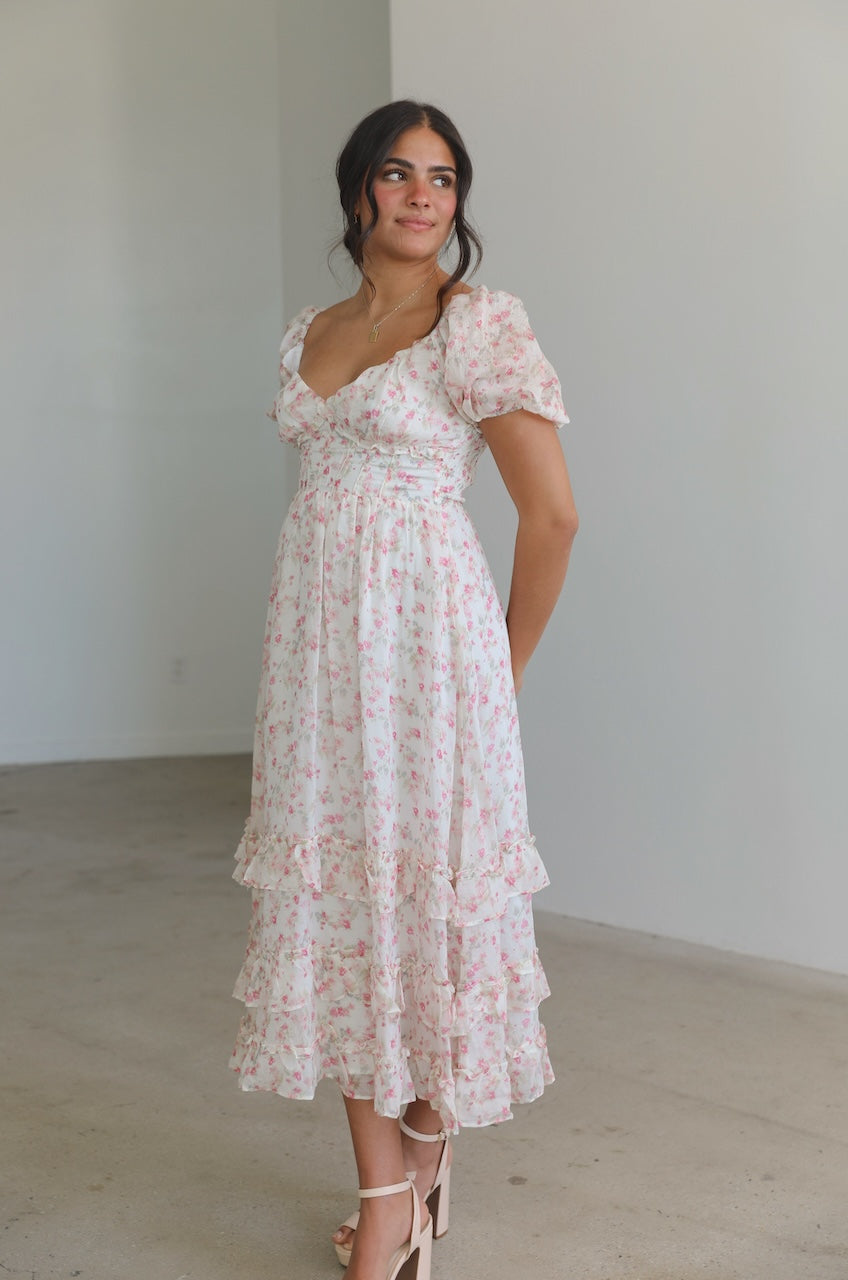 Vienna Ruffle Corset Floral Dress